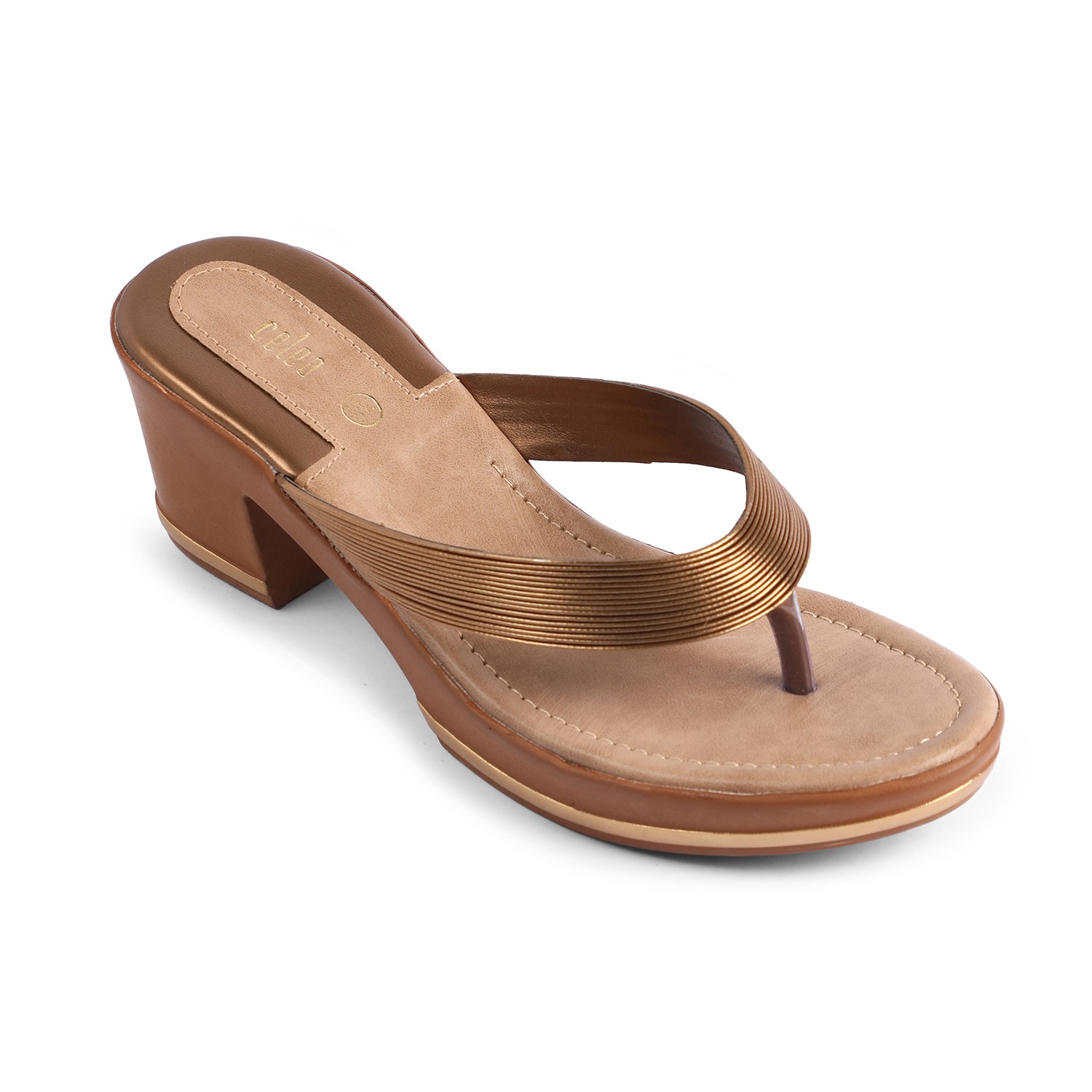 Women Burnished Bronze Heel Thongs