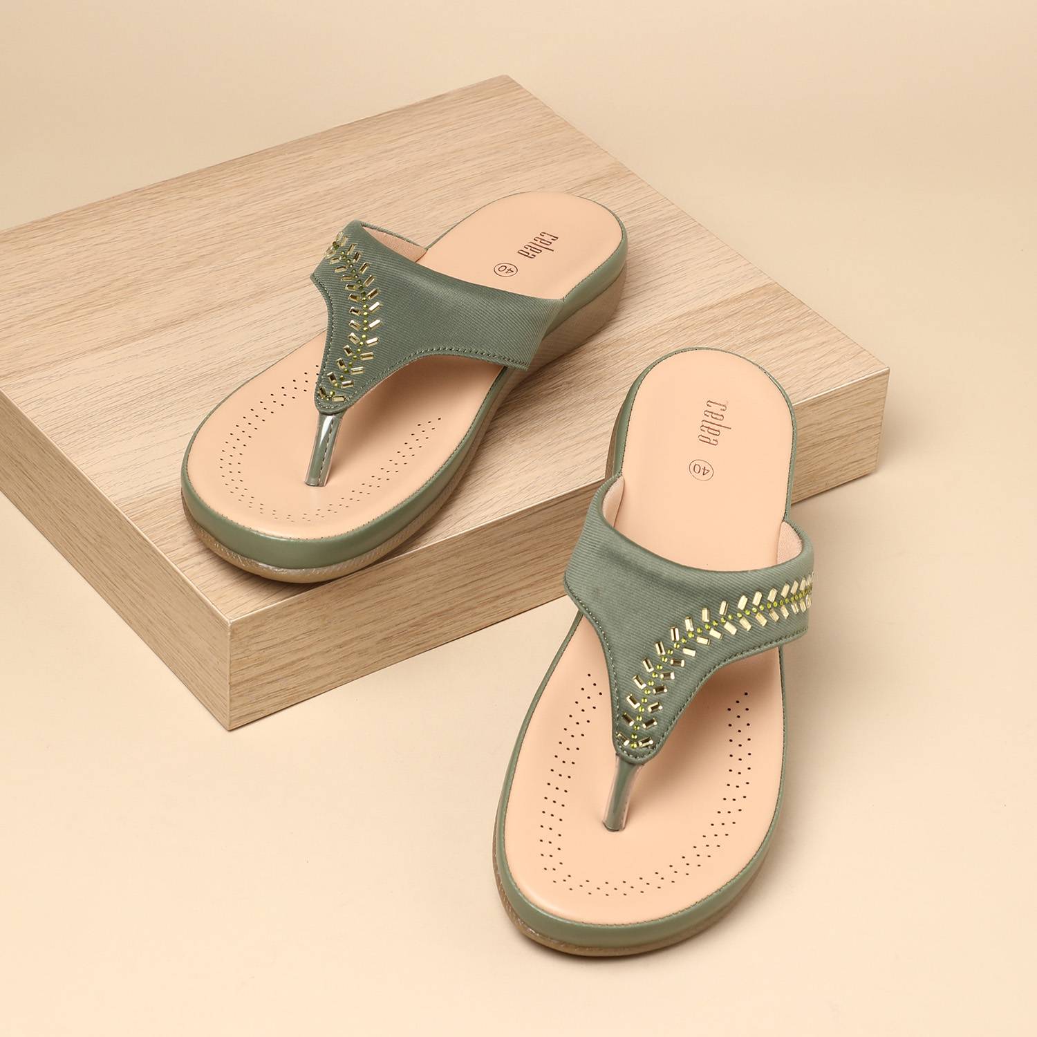 Womens Mehendi  Fashion Flat