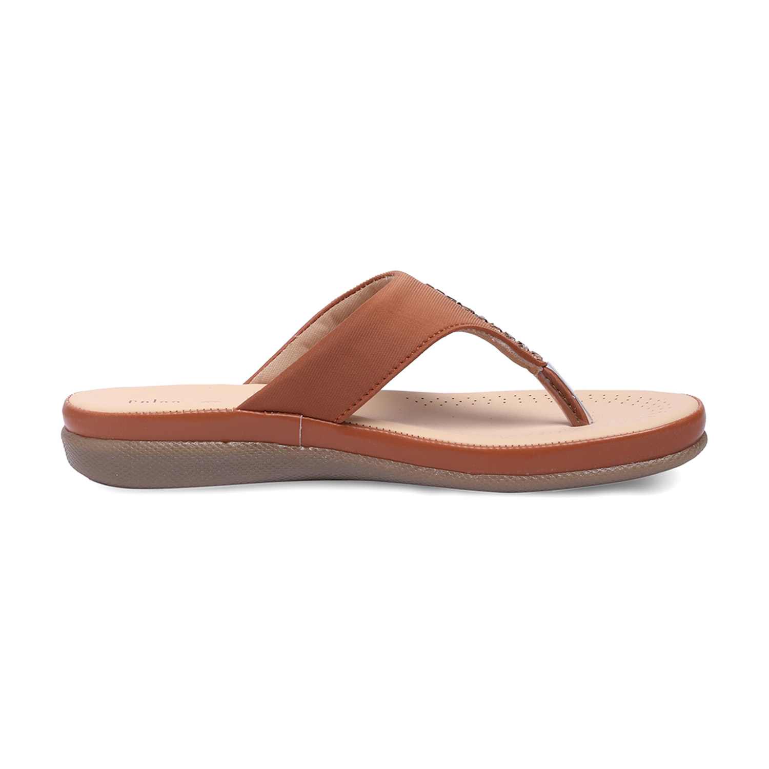 Women Tan Stone Embellished Fashion Flat