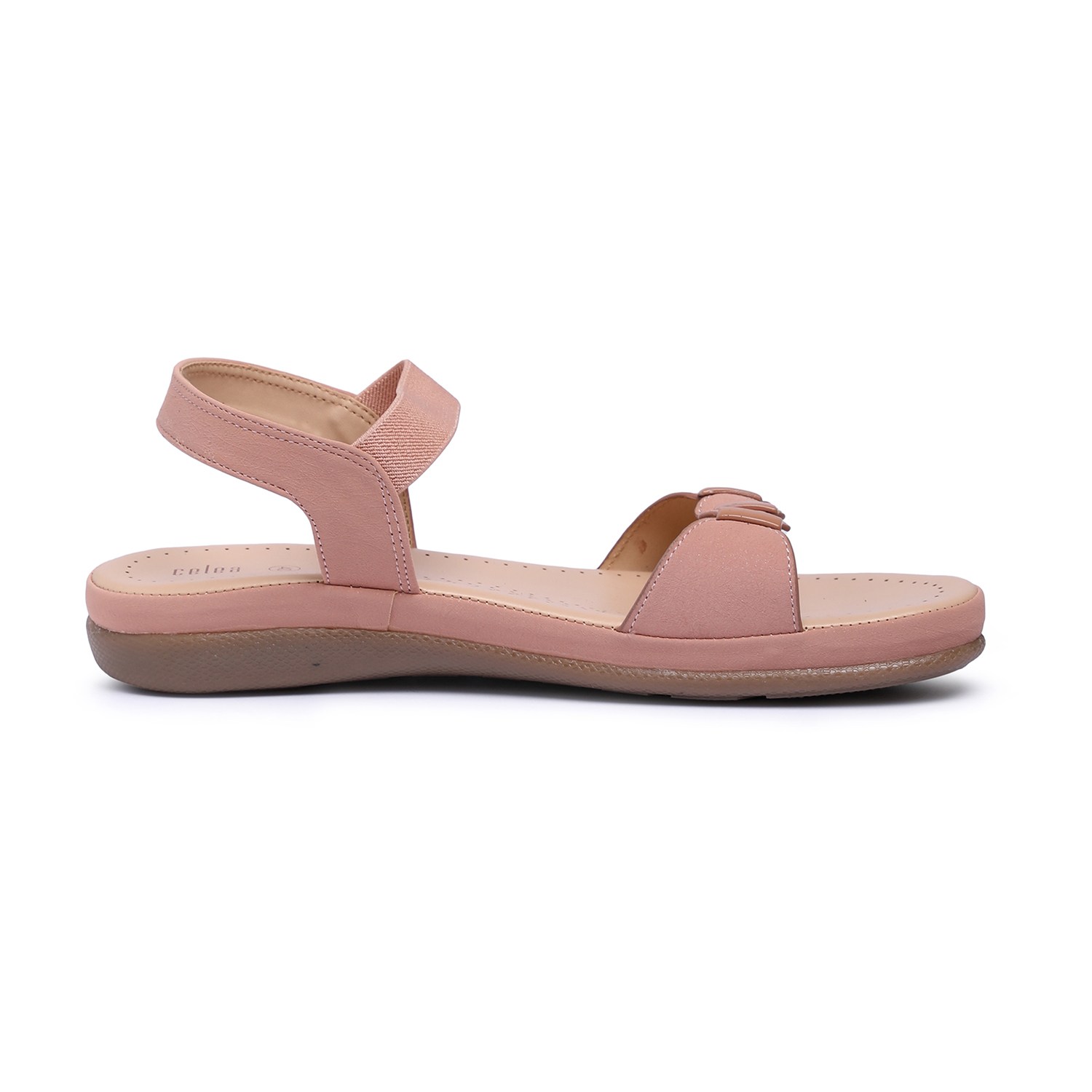 Women Peach Buckle strap Flat Sandals
