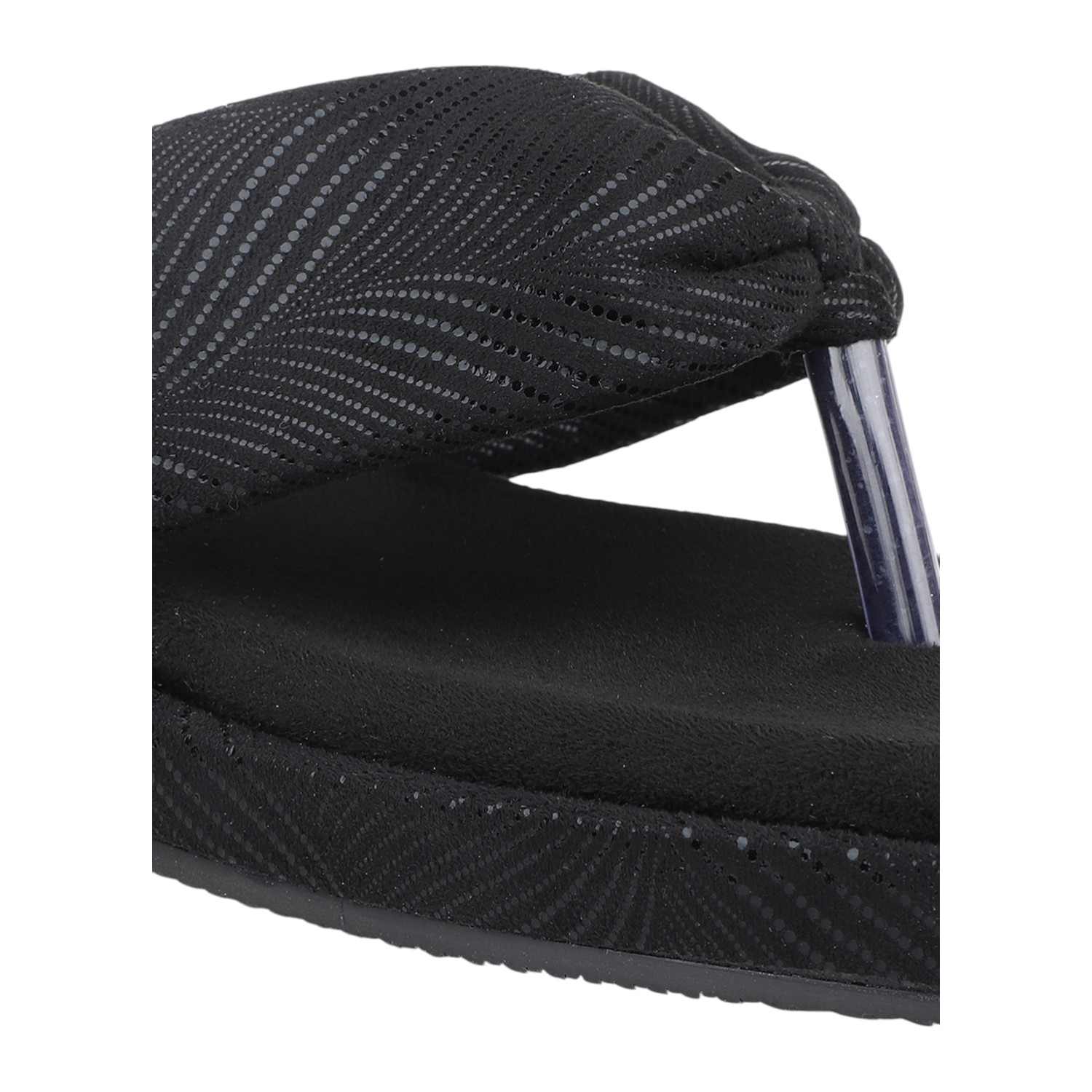 Inc.5 | Women Black Textured Platform Thong Sandals|4