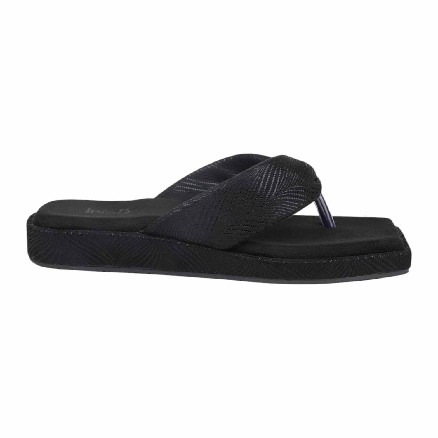 Inc.5 | Women Black Textured Platform Thong Sandals|2