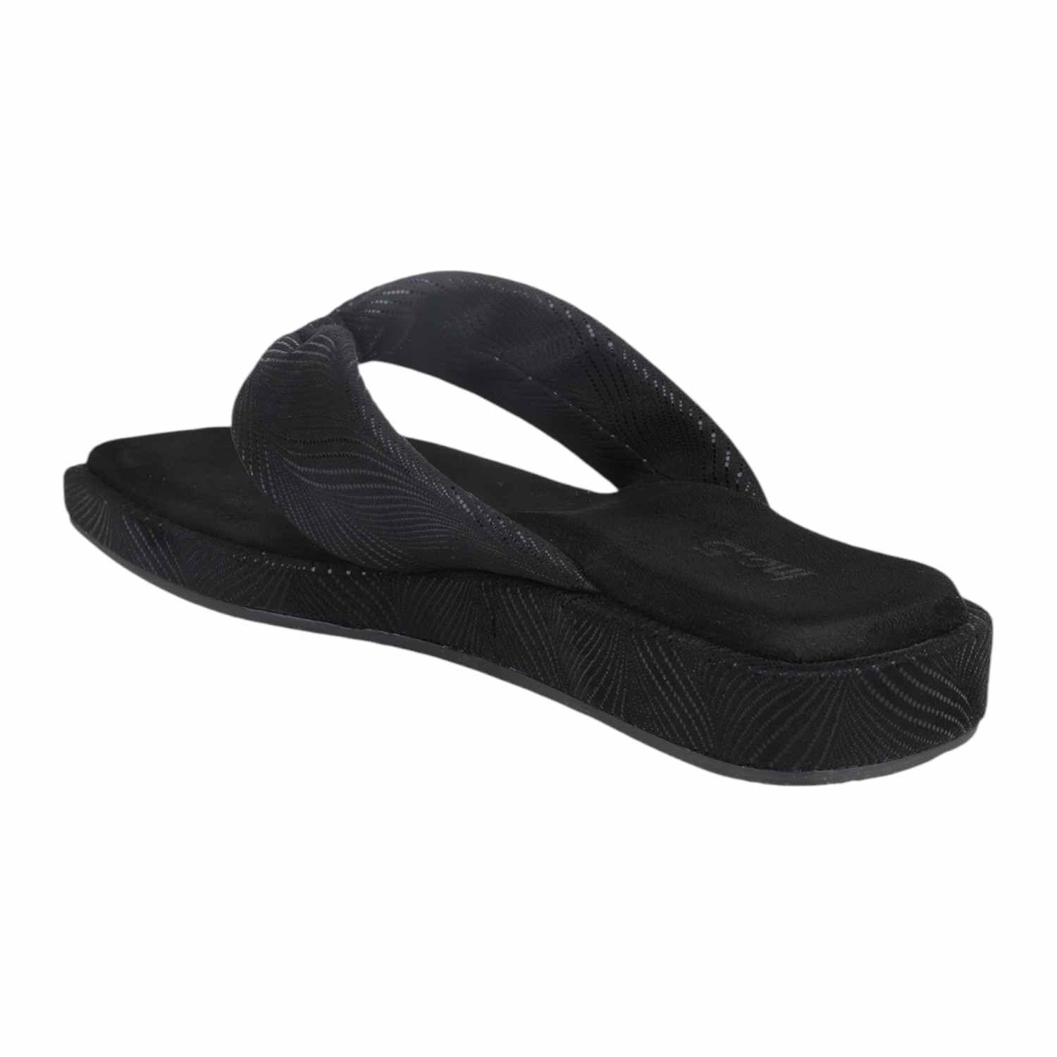 Inc.5 | Women Black Textured Platform Thong Sandals|1