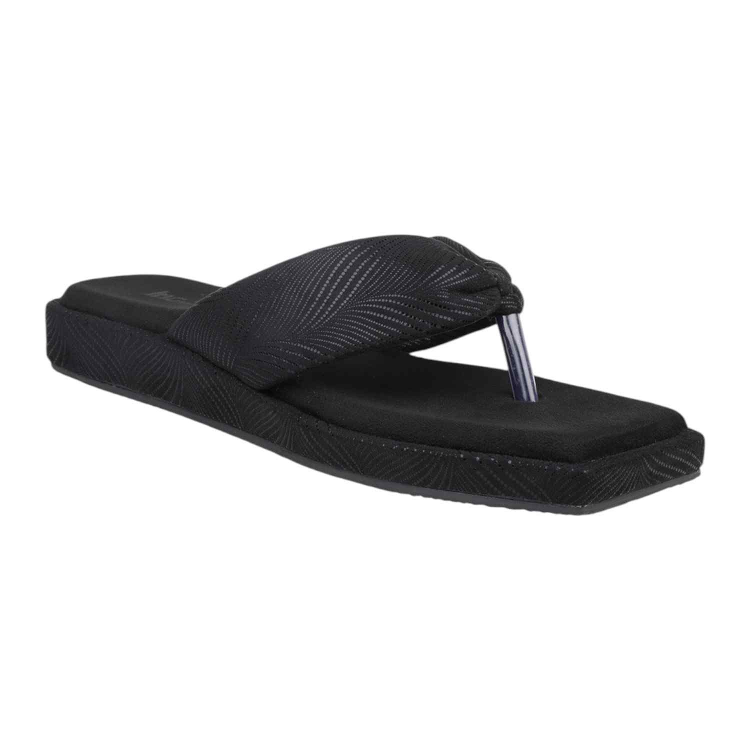 Inc.5 | Women Black Textured Platform Thong Sandals|0