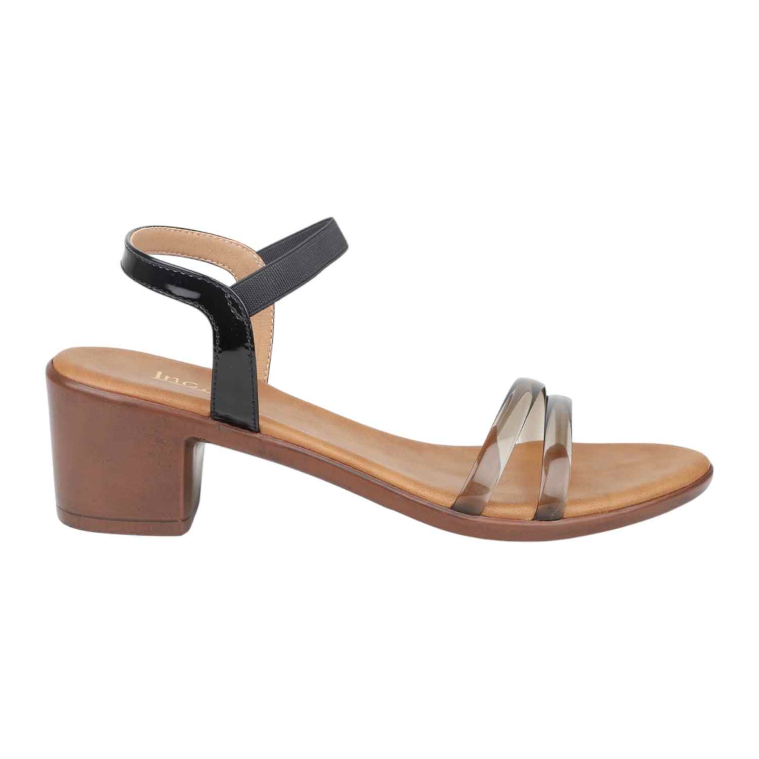 Inc.5 | Women Elegant Black & Clear Strap Block Heel Sandals|2