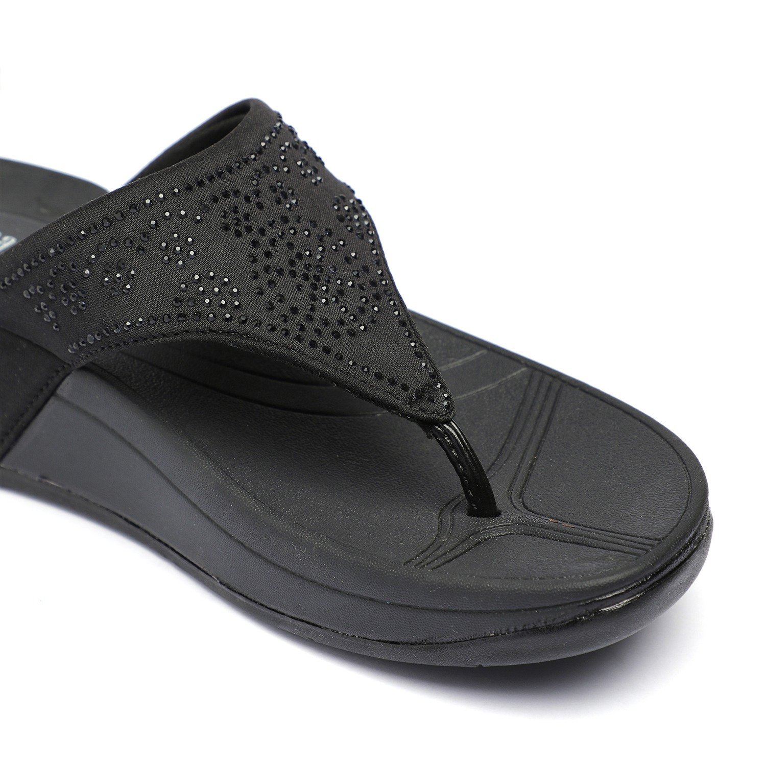 Women Black Embellished Wedges