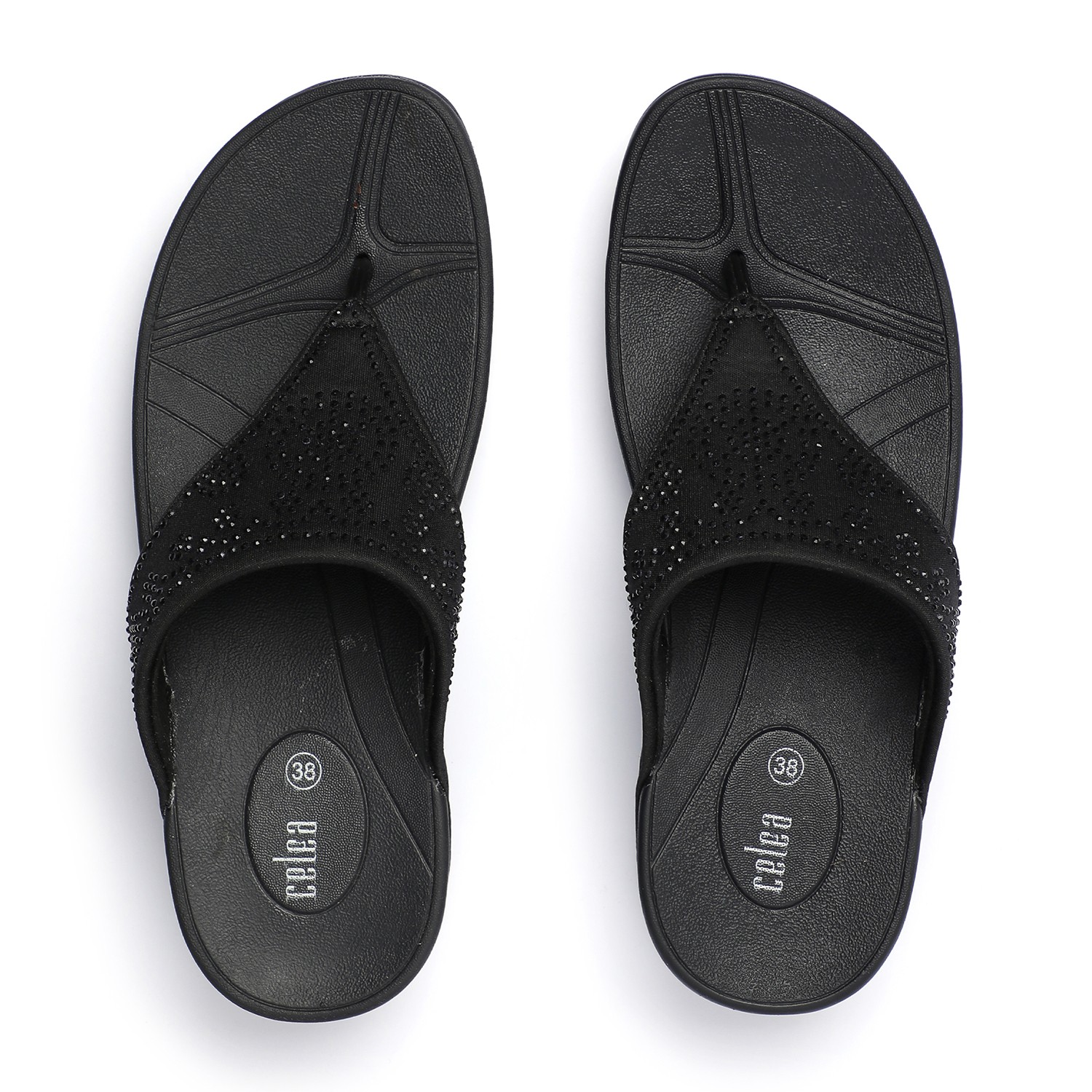 Women Black Embellished Wedges