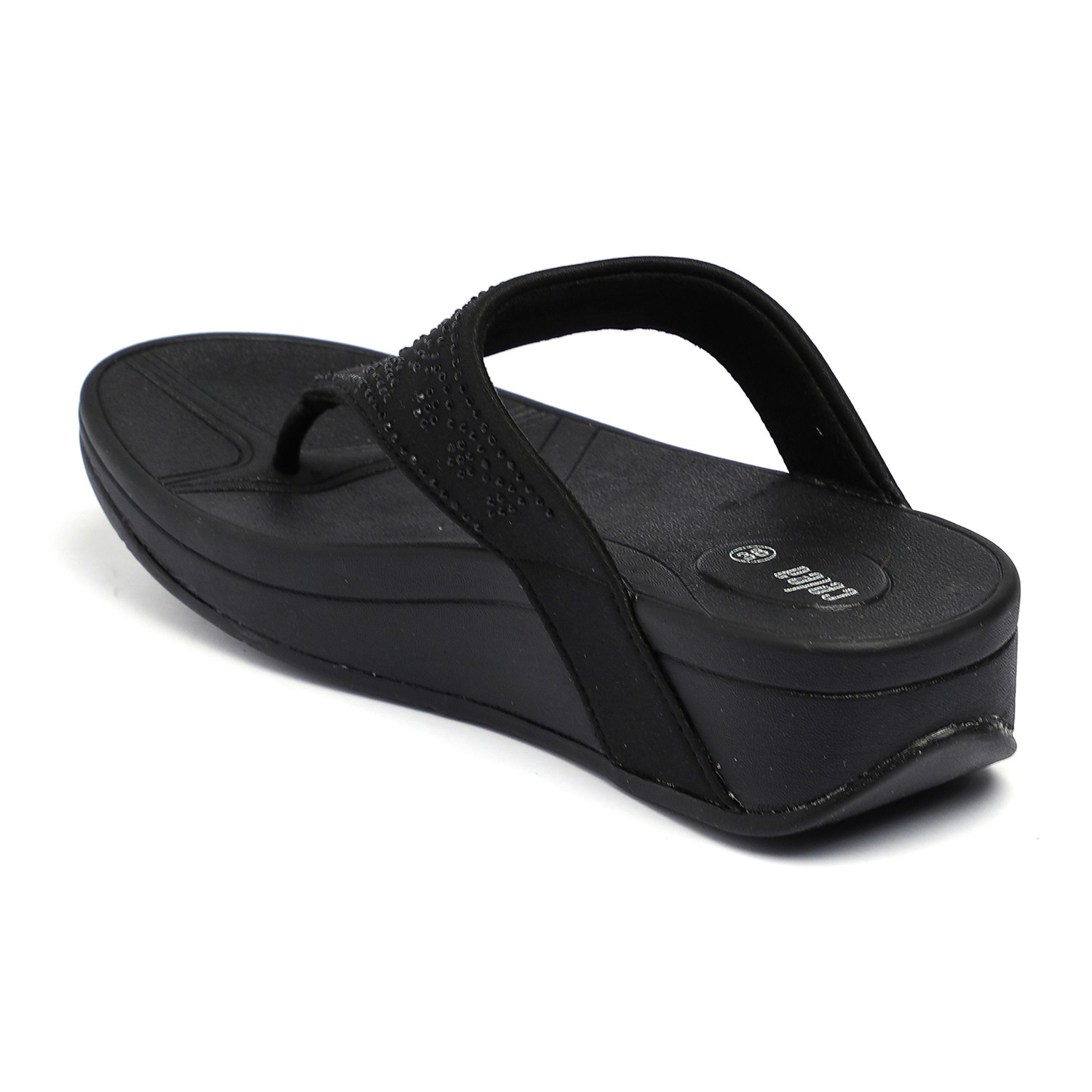 Women Black Embellished Wedges