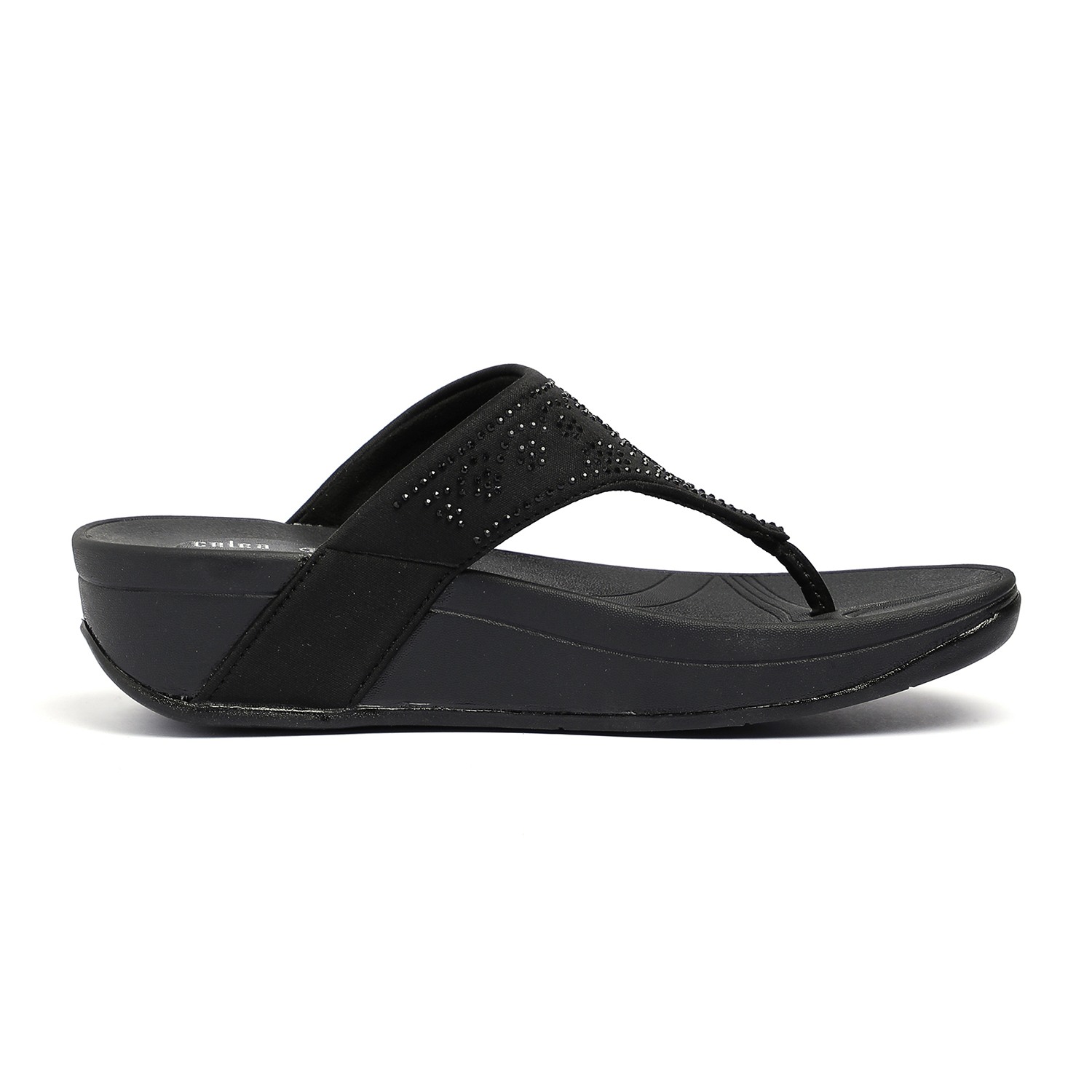 Women Black Embellished Wedges