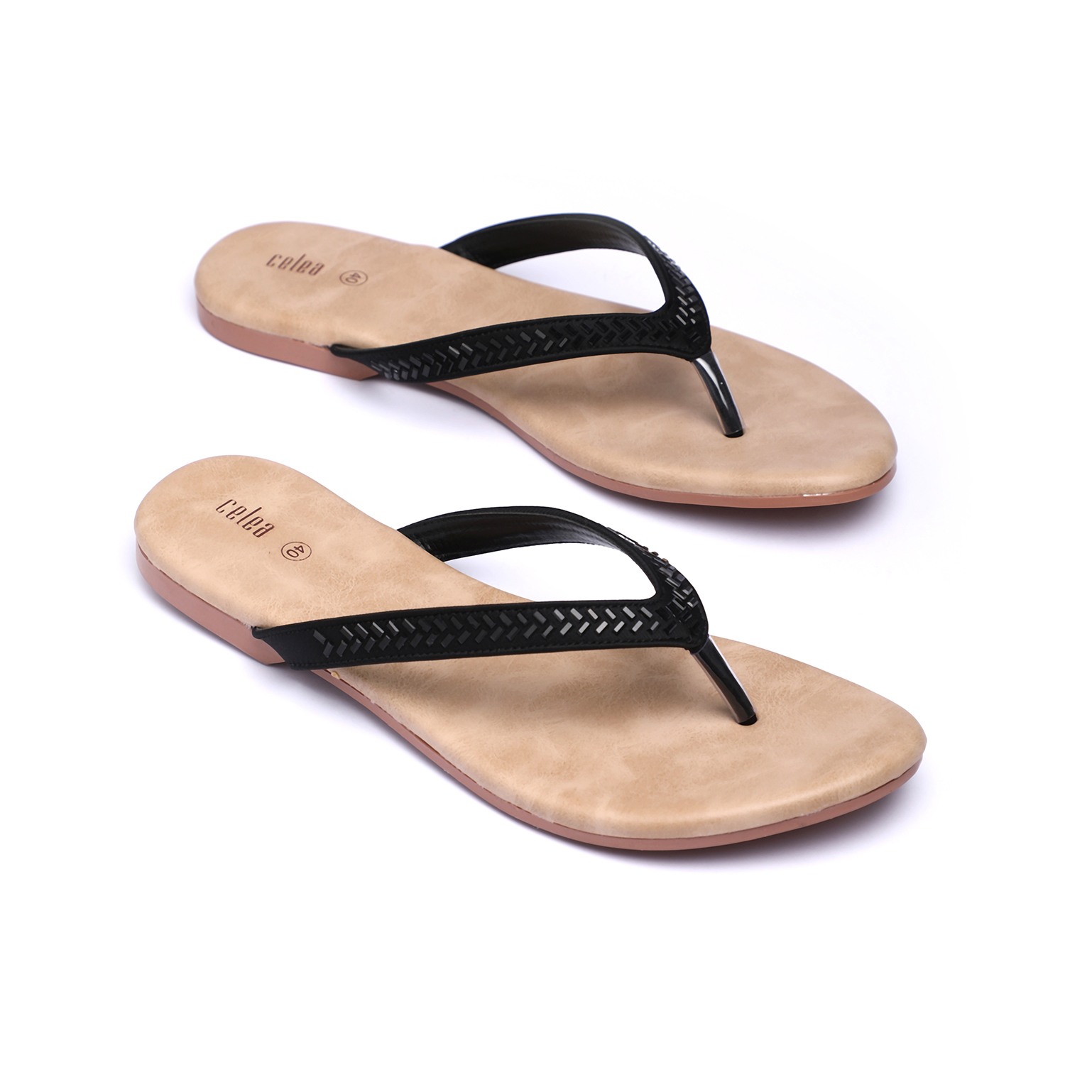 Women Black Stone embellished Casual Flats