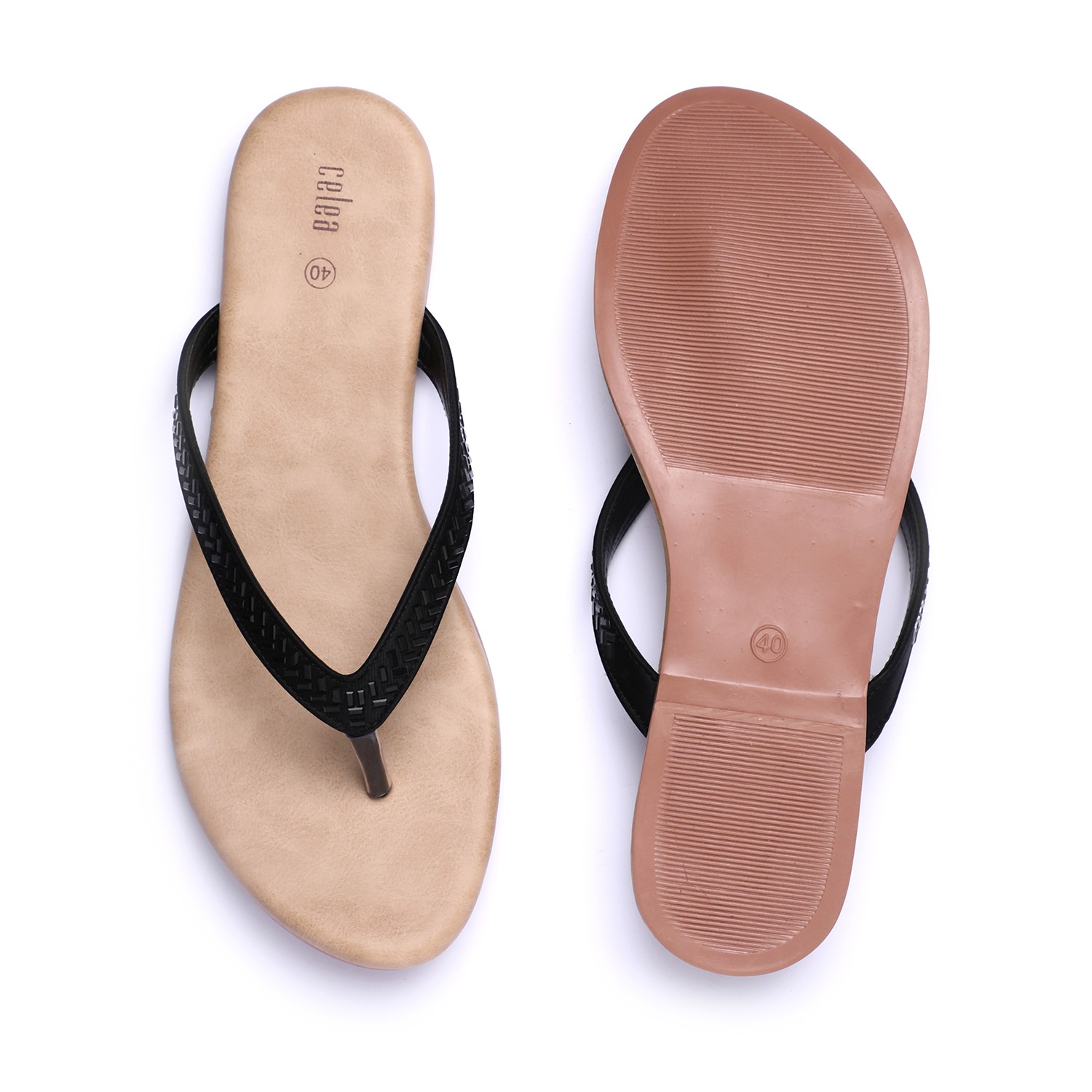 Women Black Stone embellished Casual Flats