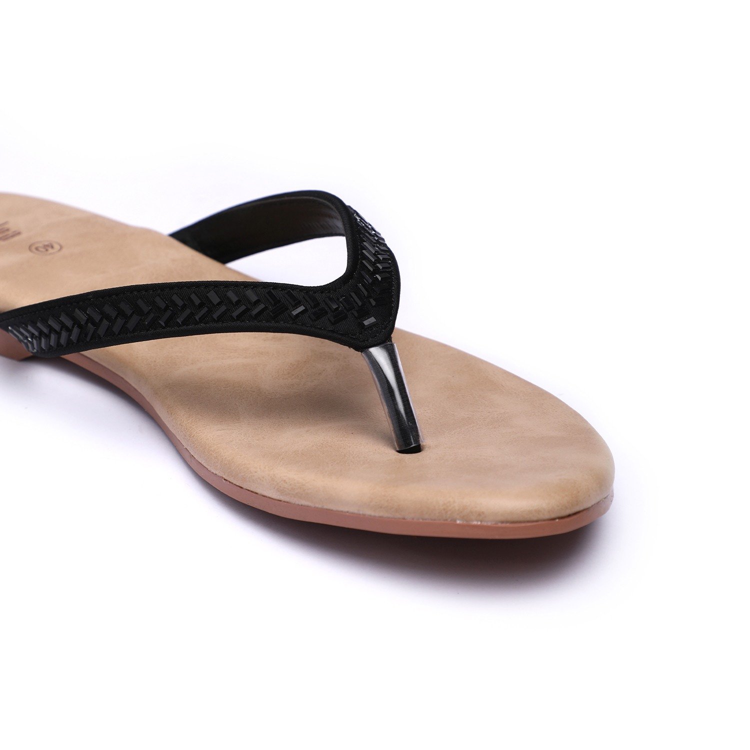 Women Black Stone embellished Casual Flats