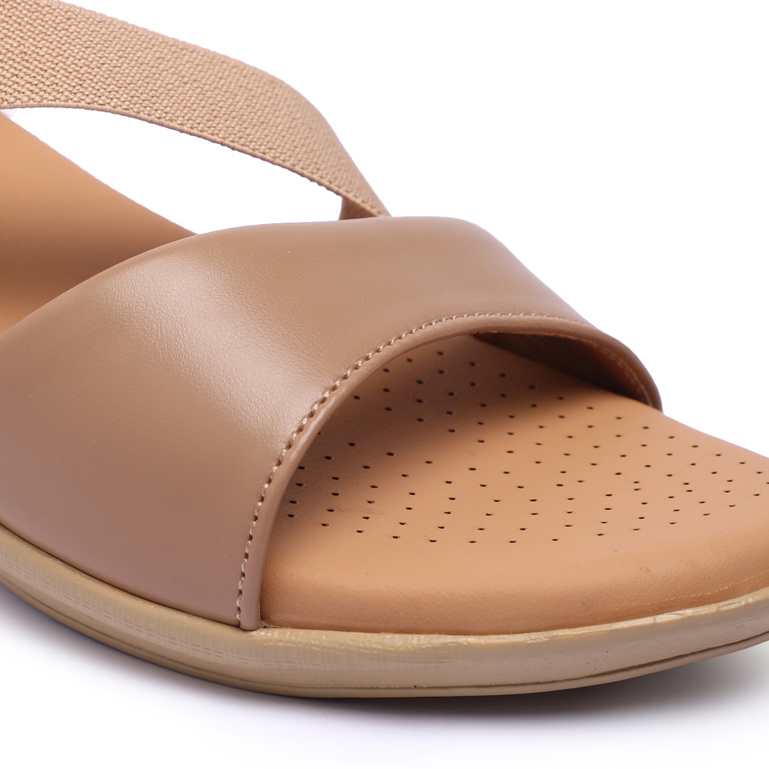 Women Beige Wedge Sandals with Elastic Straps