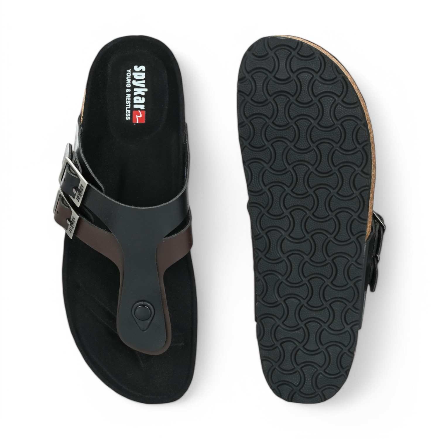 Riggo Men Black-Brown Comfort Sandals