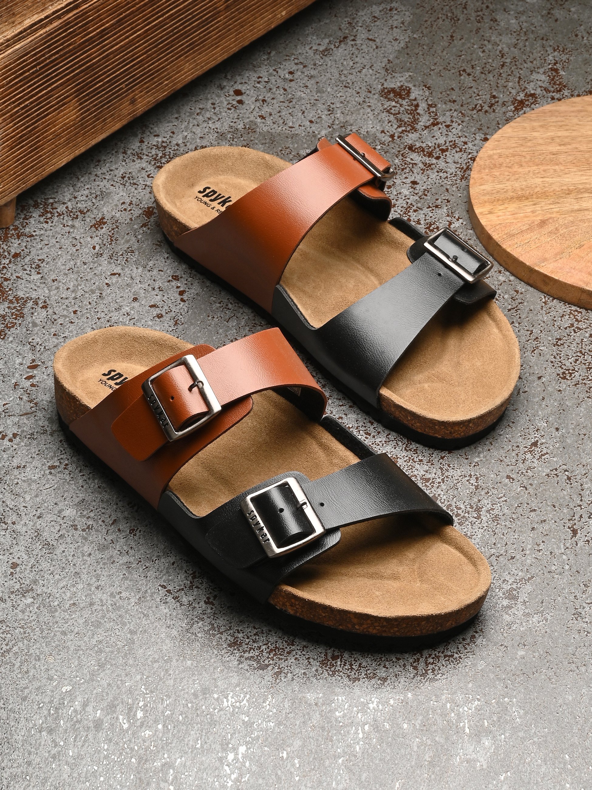 Rodol Men Black-Tan Comfort Sandals