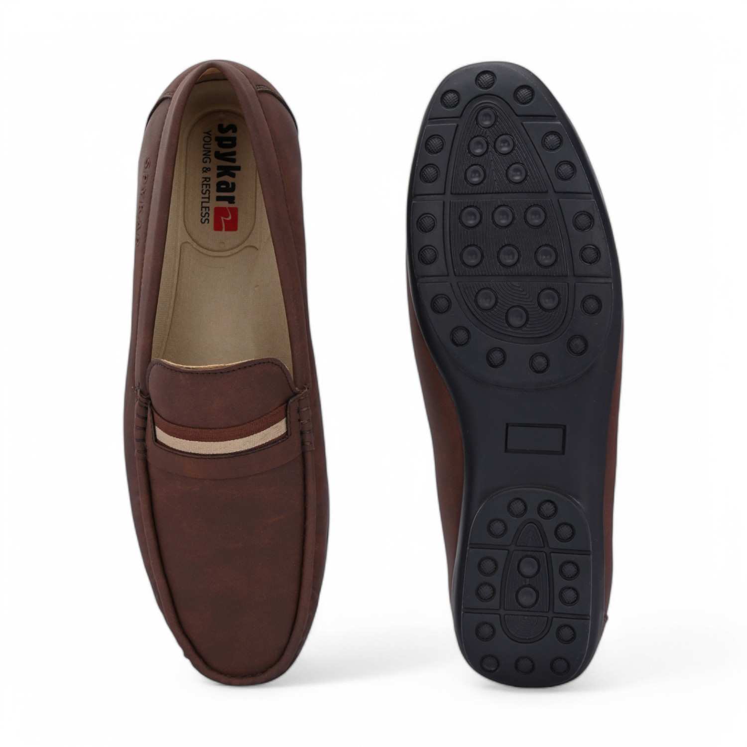 Sokun Men Brown-Beige Comfort Loafers