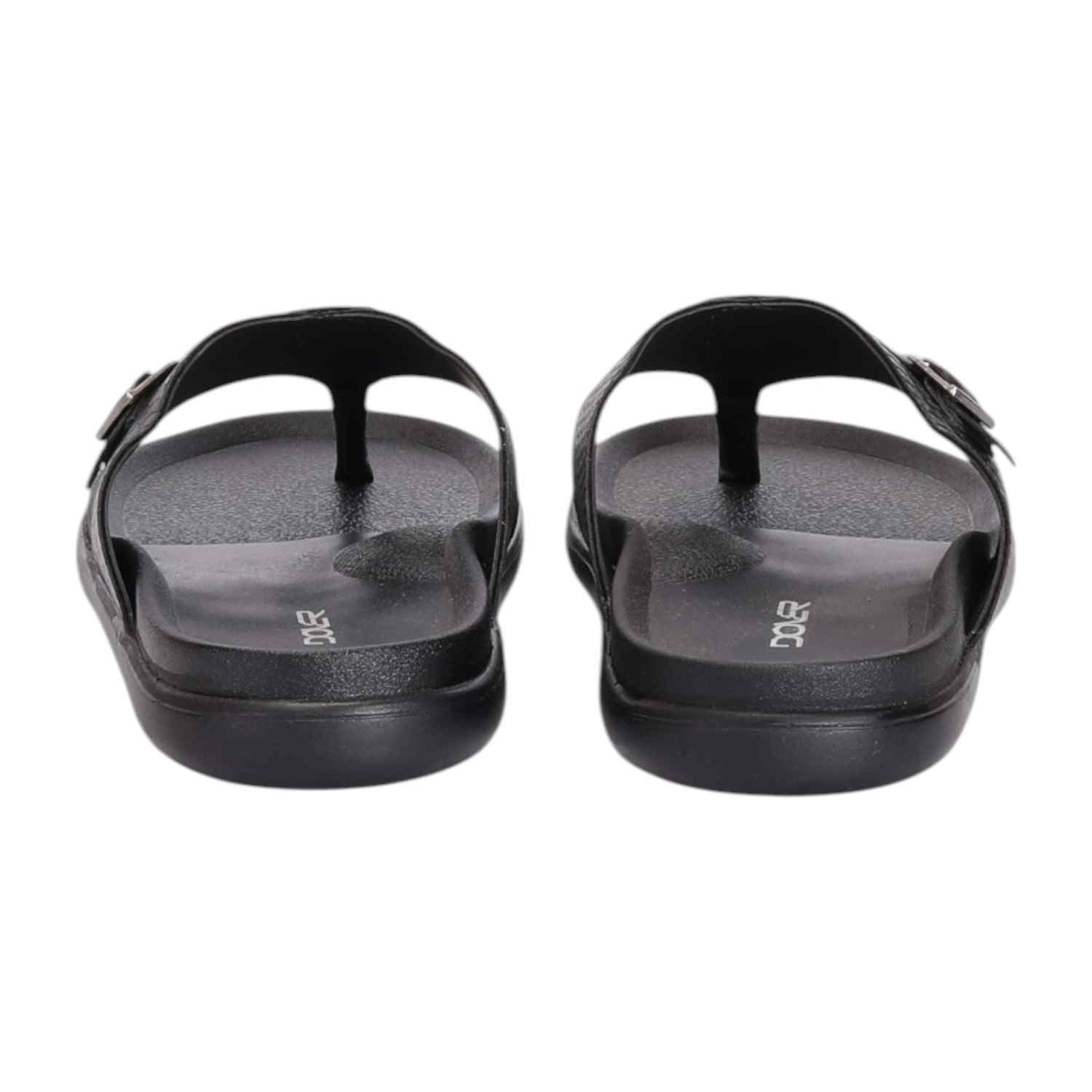 Men Black Thongs with Self Design