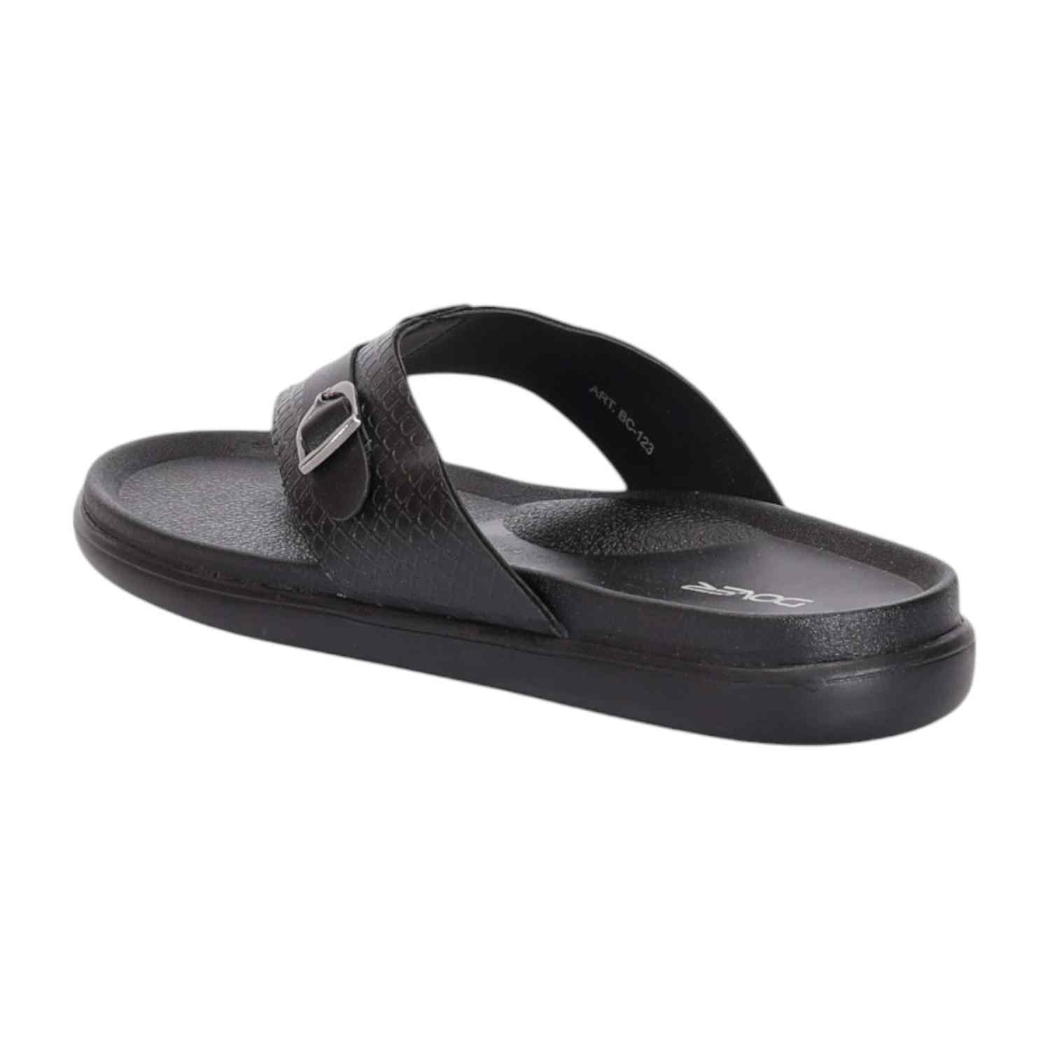 Men Black Thongs with Self Design