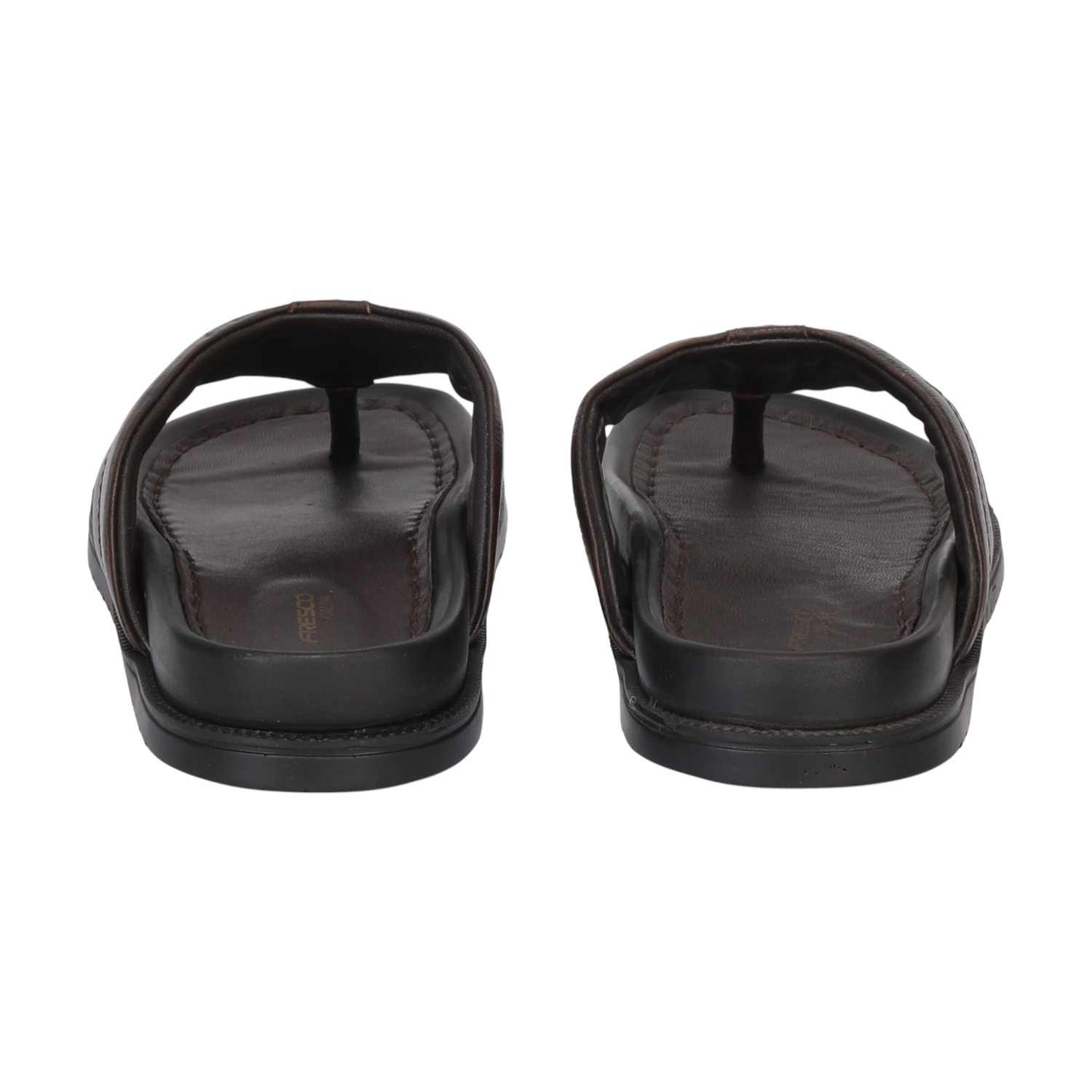 Men Brown Leather Chappal With Cushioned Footbed