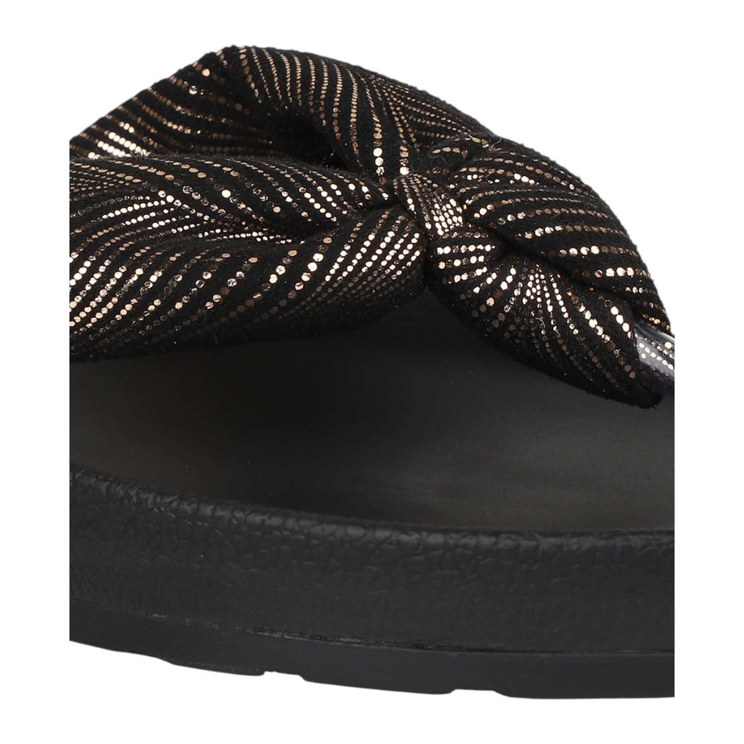 Women Antique Gold Knotted Strap Thong Sandals