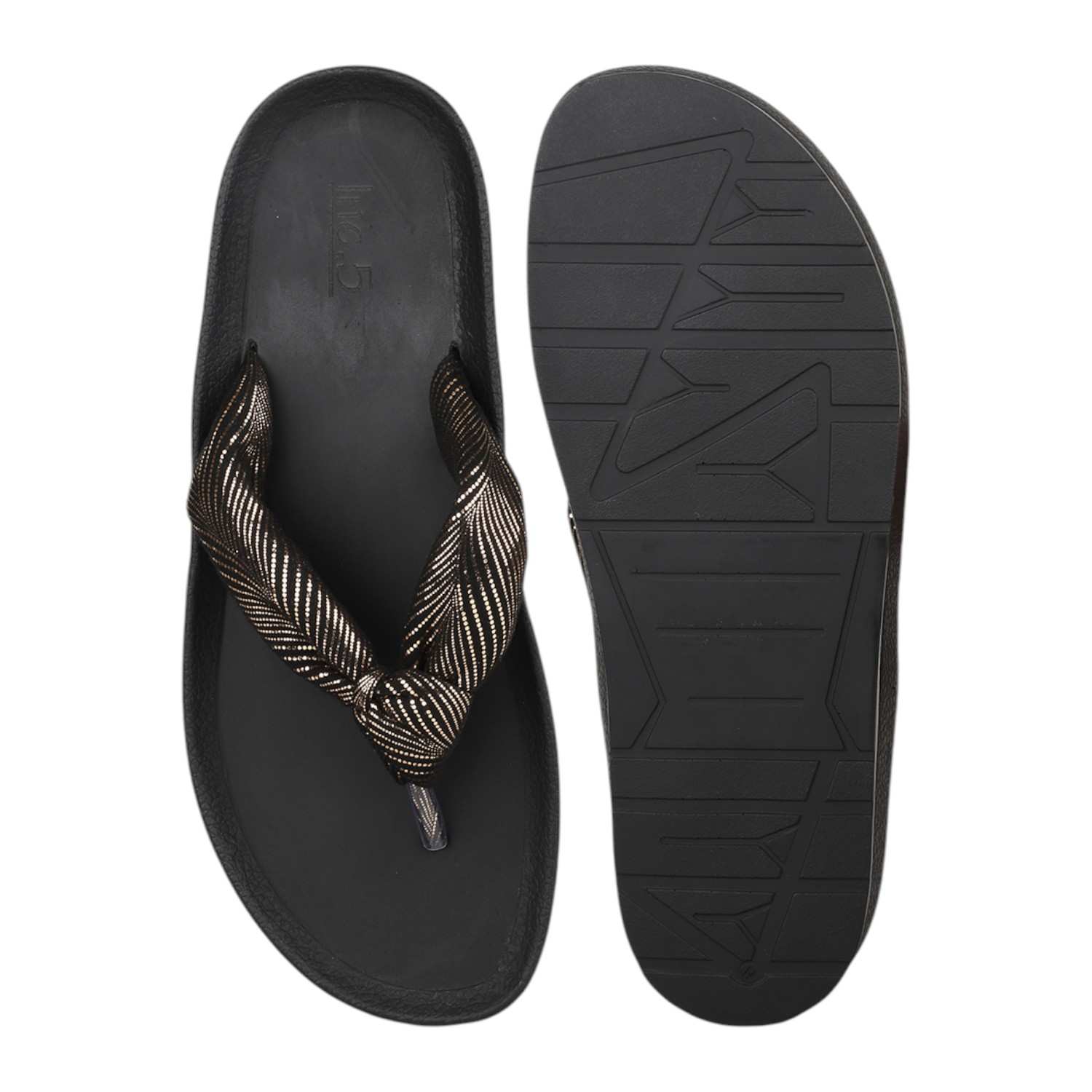 Women Antique Gold Knotted Strap Thong Sandals