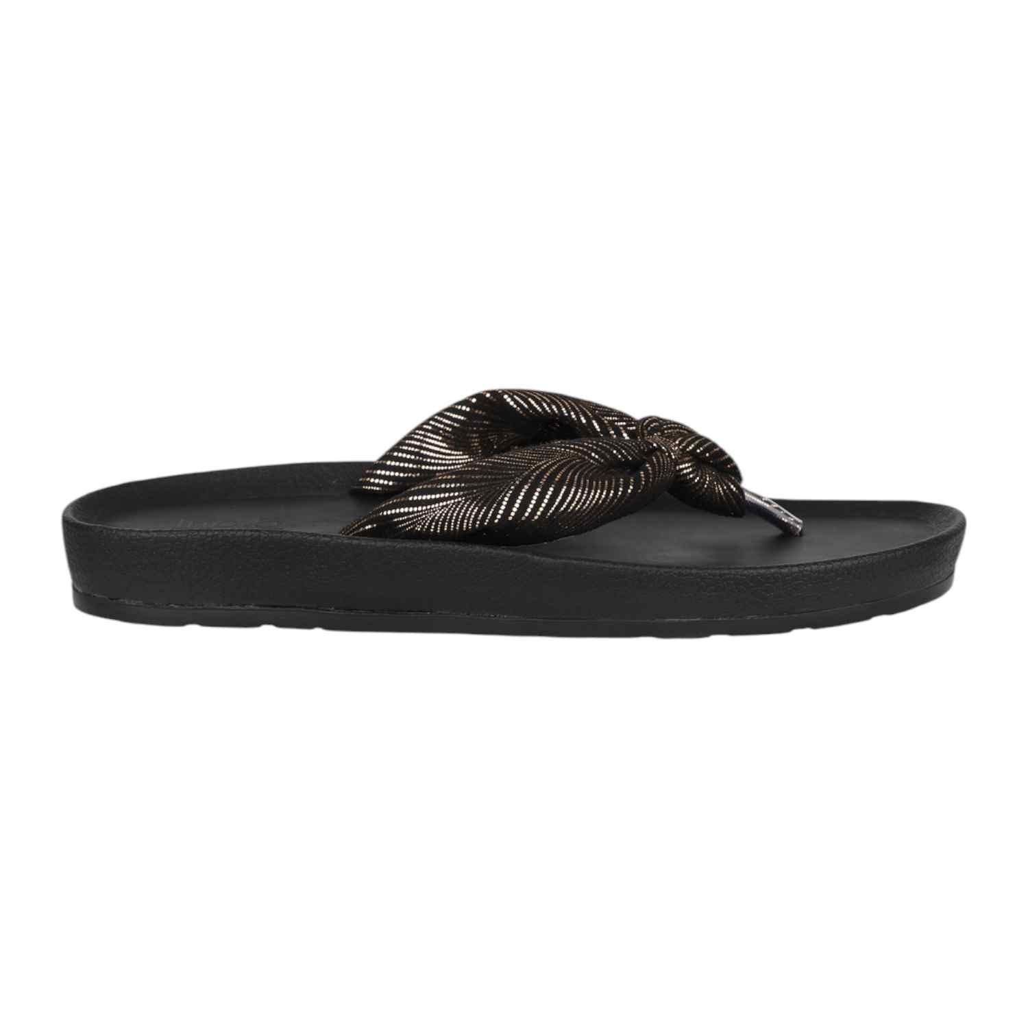 Women Antique Gold Knotted Strap Thong Sandals