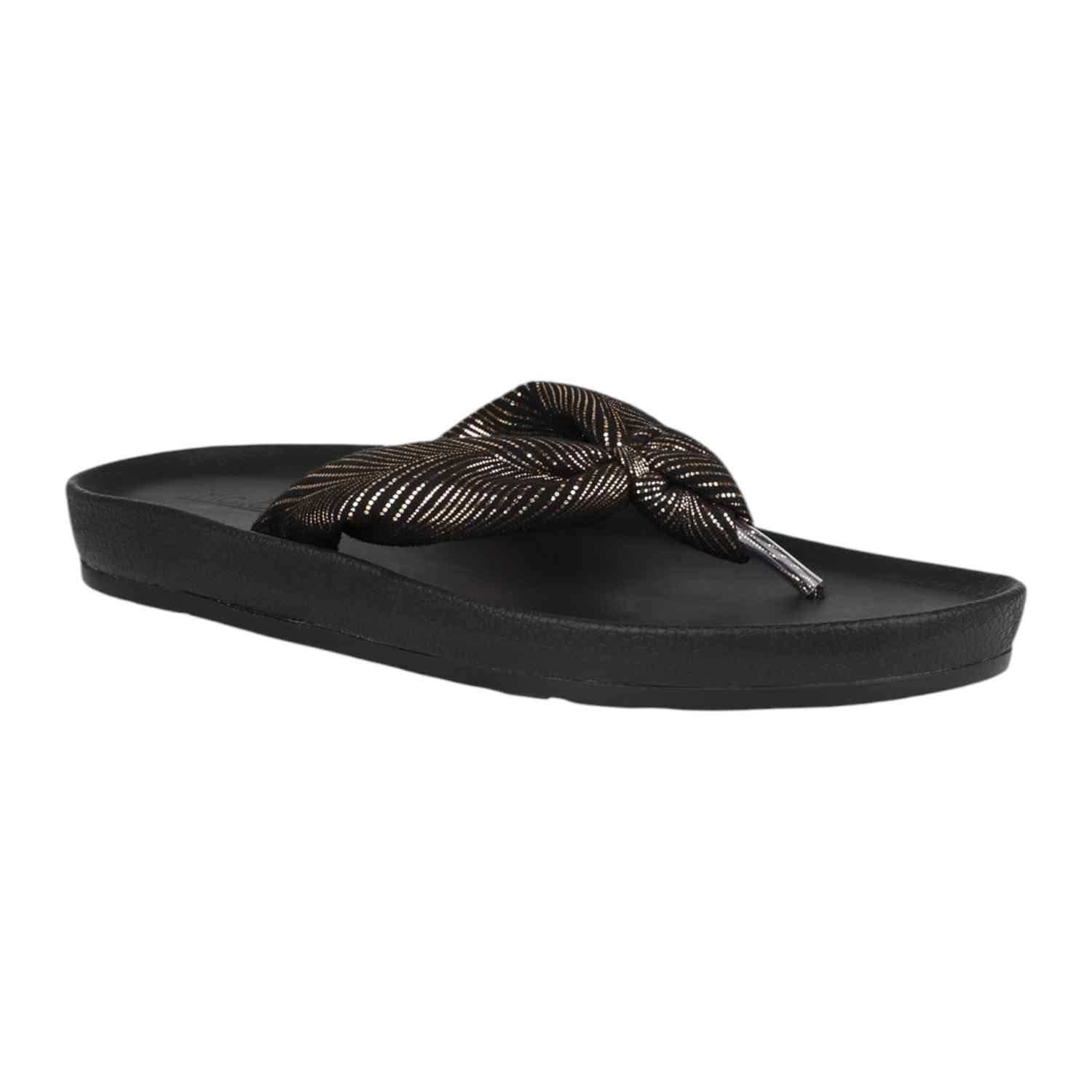 Women Antique Gold Knotted Strap Thong Sandals