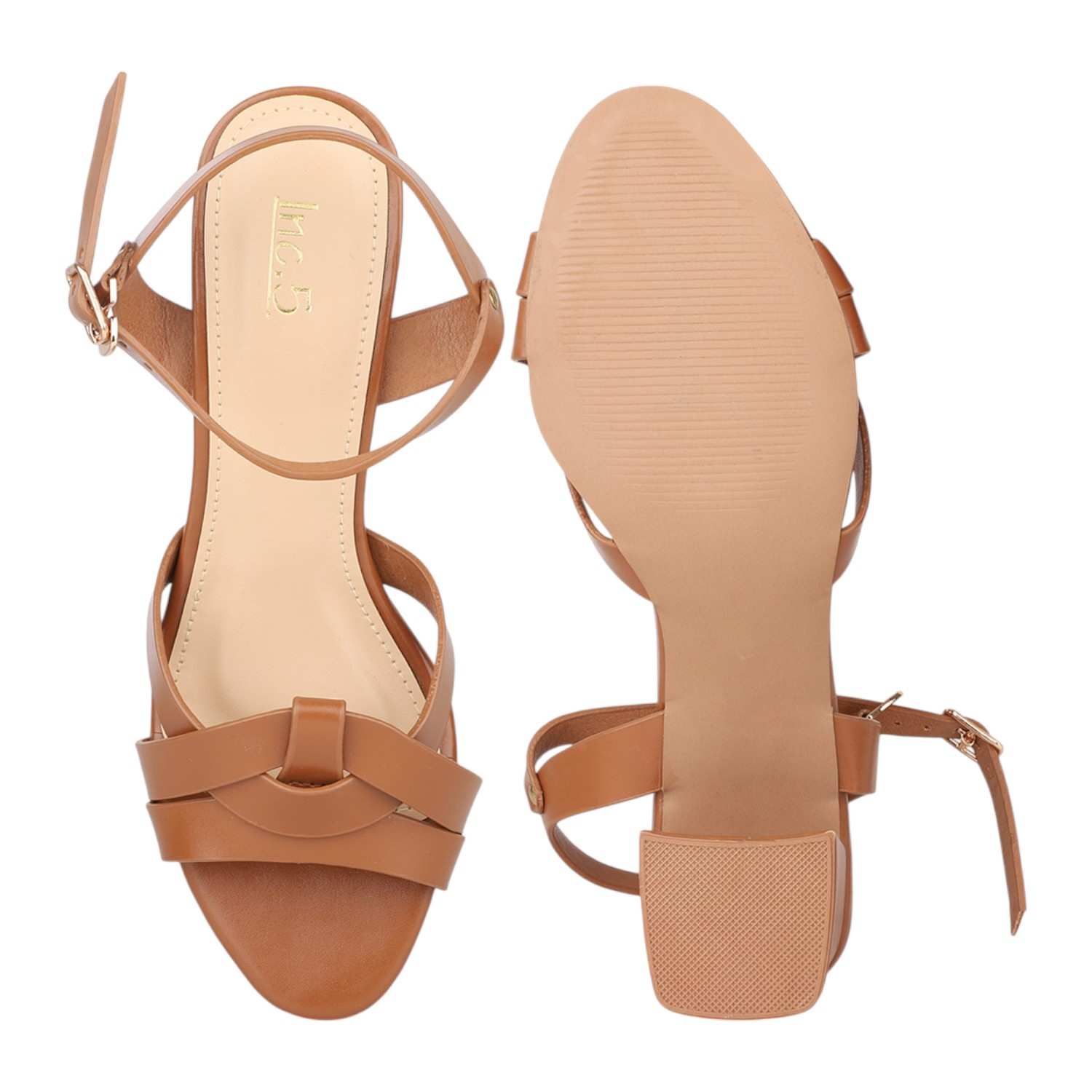 Women Stylish Tan Strappy Block Heel Sandals