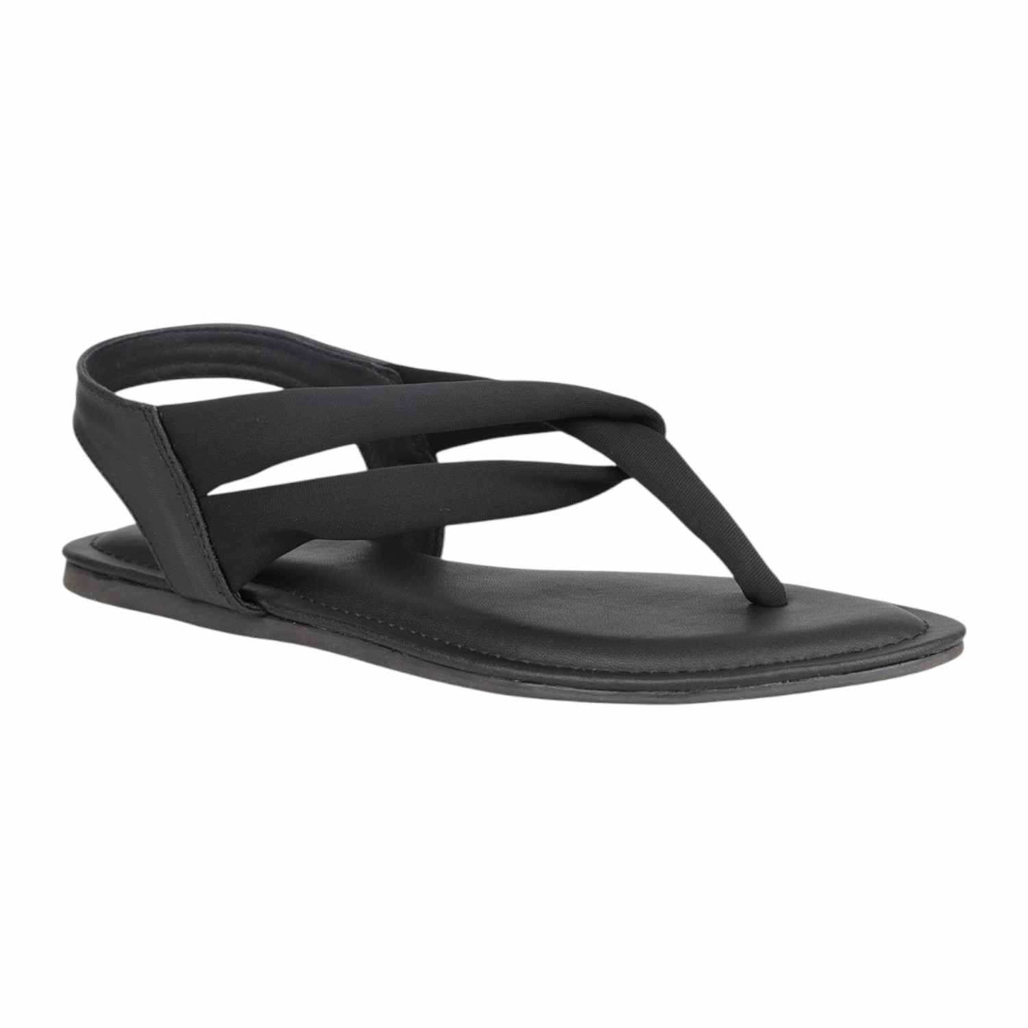 Women's Black Multi-Strap Flat Thong Sandals