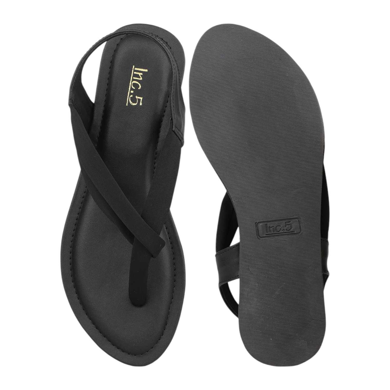 Women's Black Multi-Strap Flat Thong Sandals