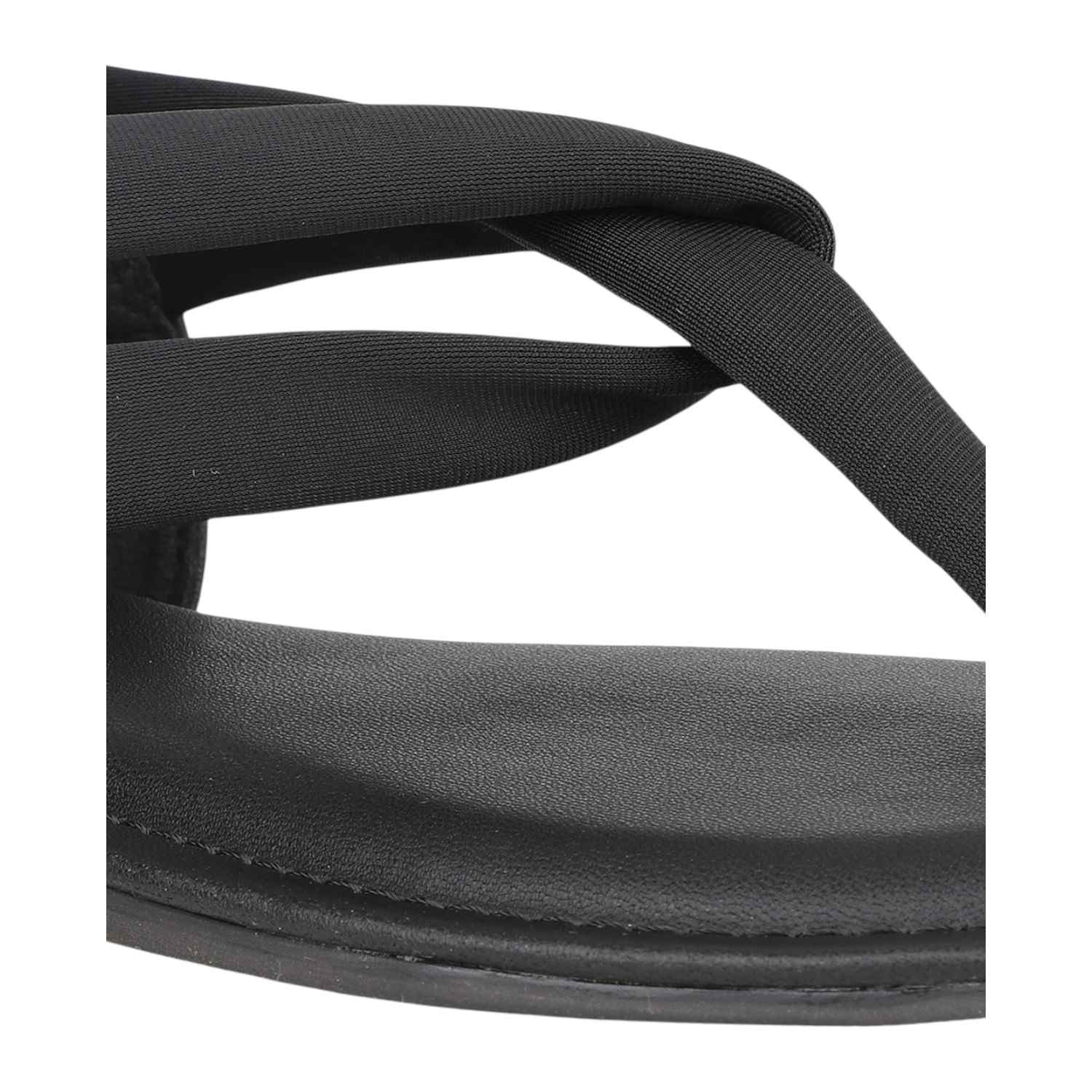 Women's Black Multi-Strap Flat Thong Sandals