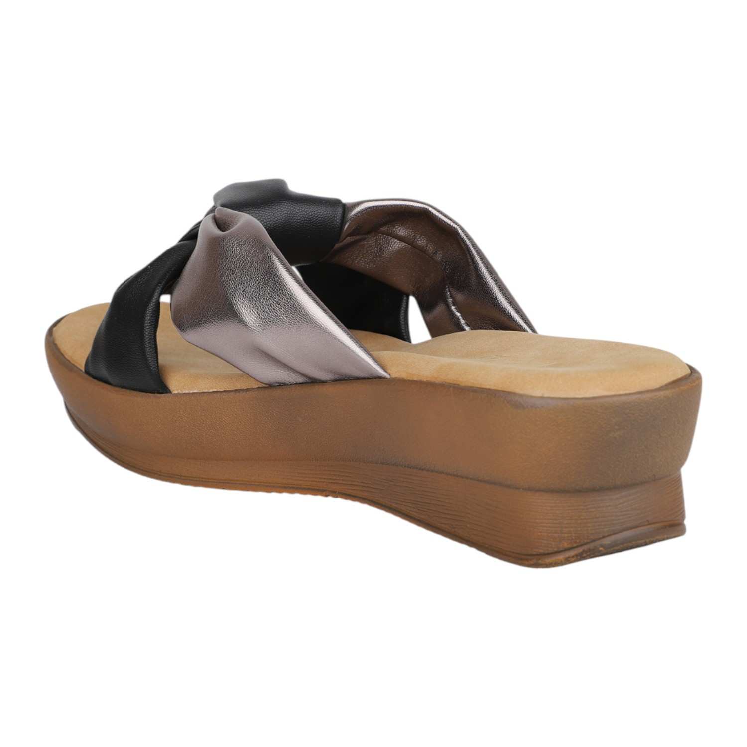 Inc.5 | Women Black & Metallic Knotted Strap Wedge Sandals|1