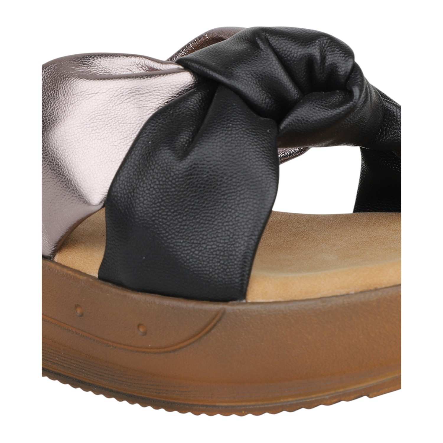 Inc.5 | Women Black & Metallic Knotted Strap Wedge Sandals|4