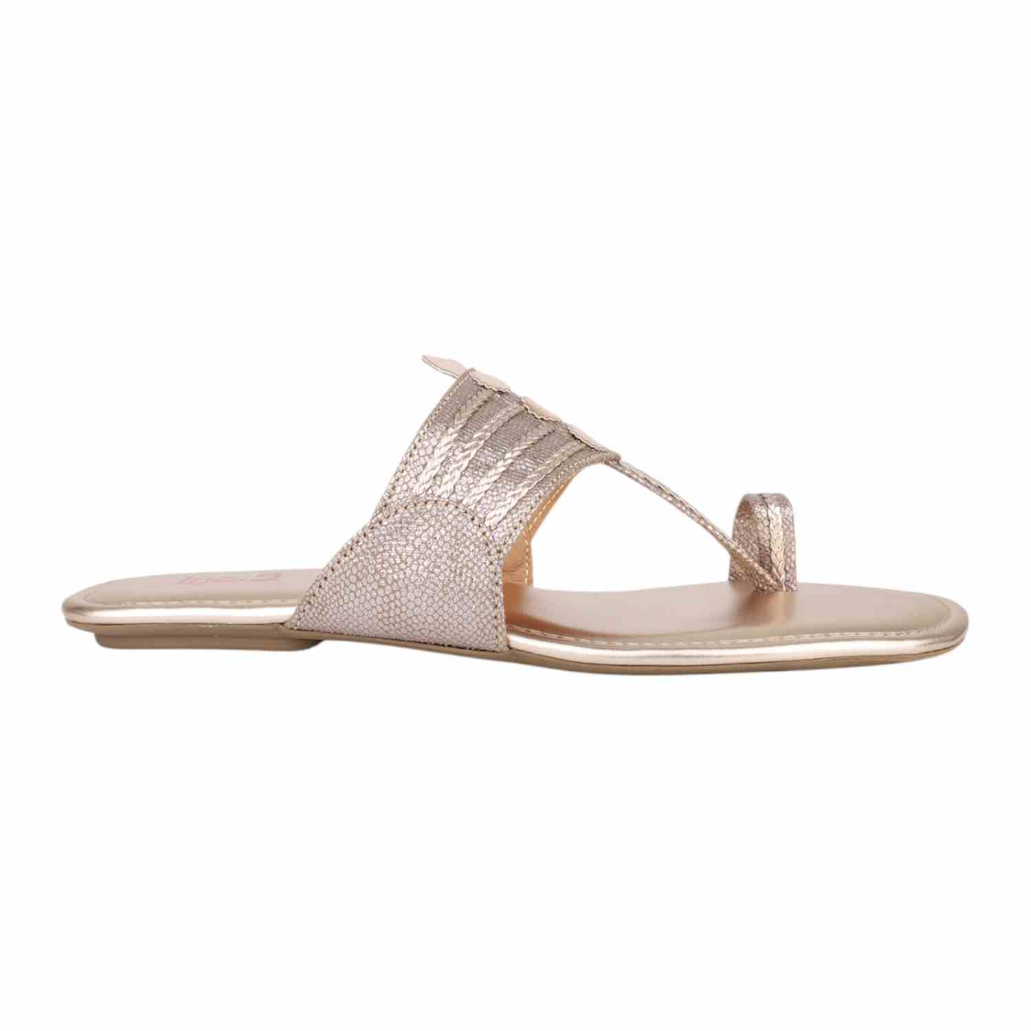 Women Shimmering Rose Gold Kolhapuri Style Flats