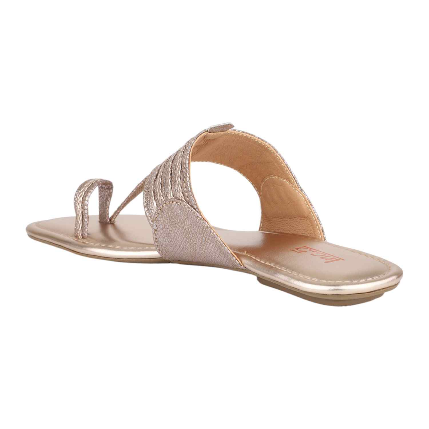 Women Shimmering Rose Gold Kolhapuri Style Flats