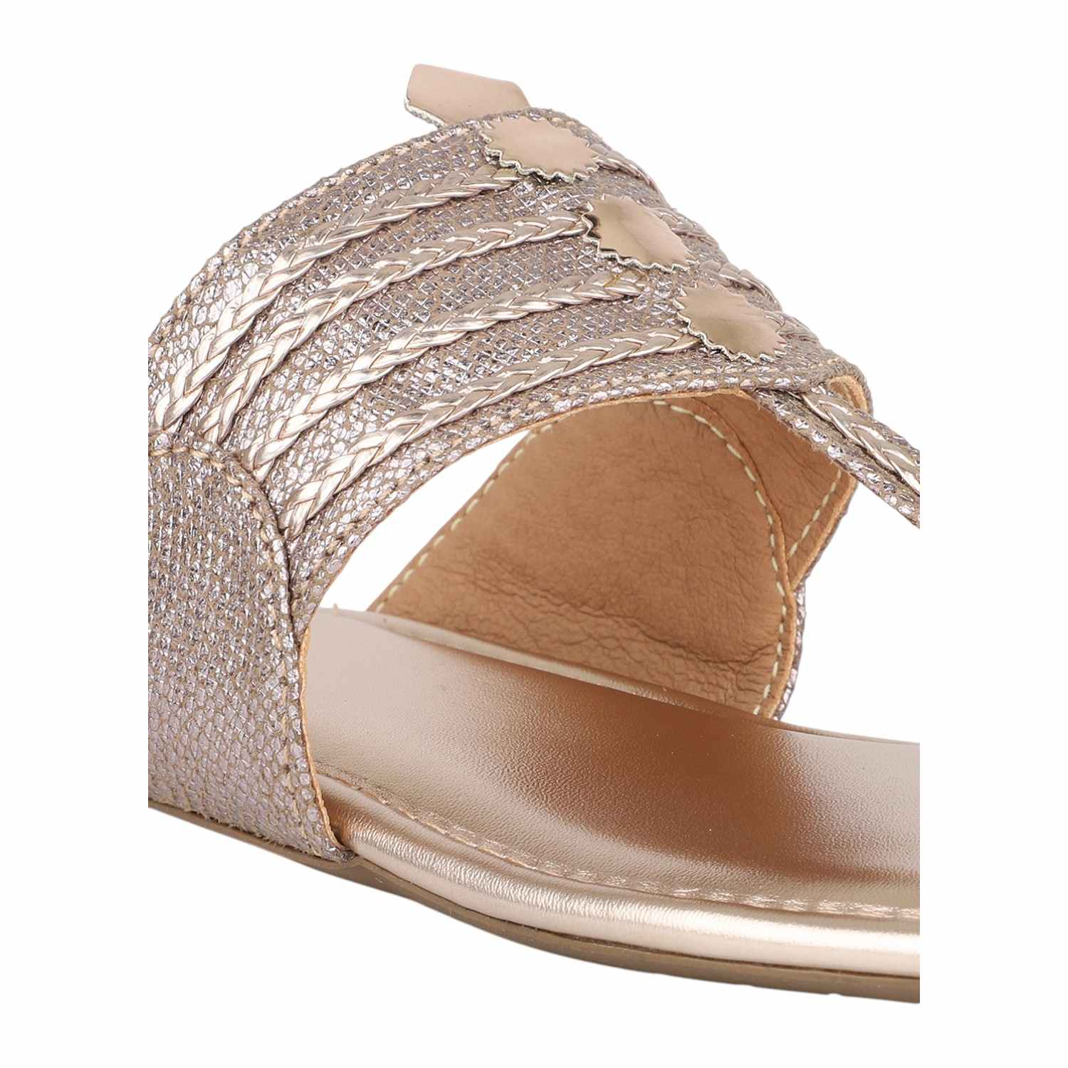 Women Shimmering Rose Gold Kolhapuri Style Flats