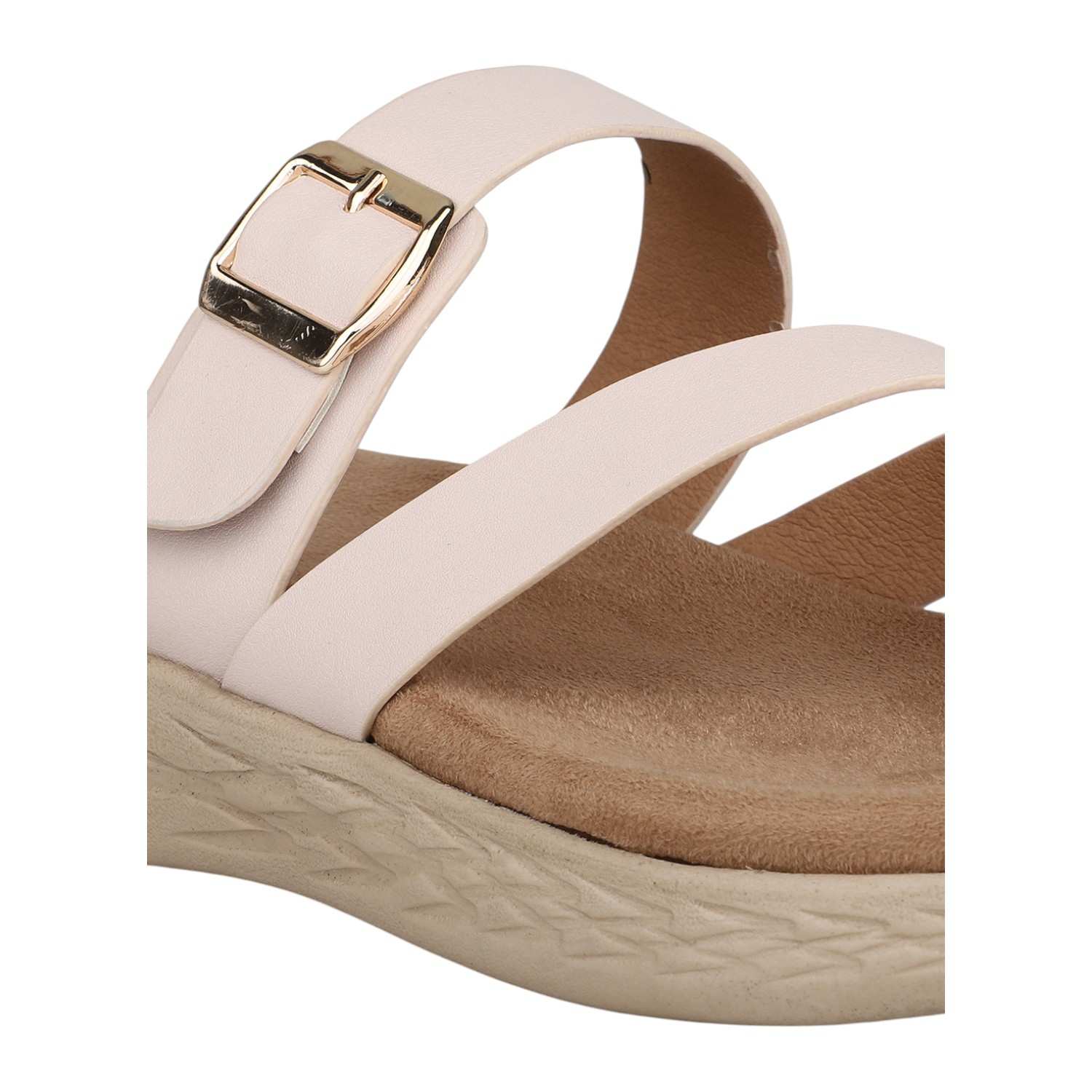 Women Cream Criss-Cross Toe-Ring Wedge Sandals