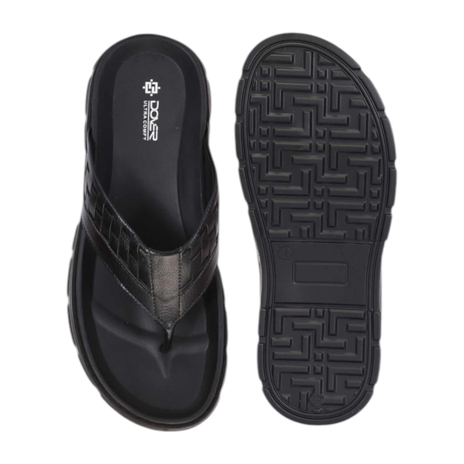 Men Black Thong with Self Design