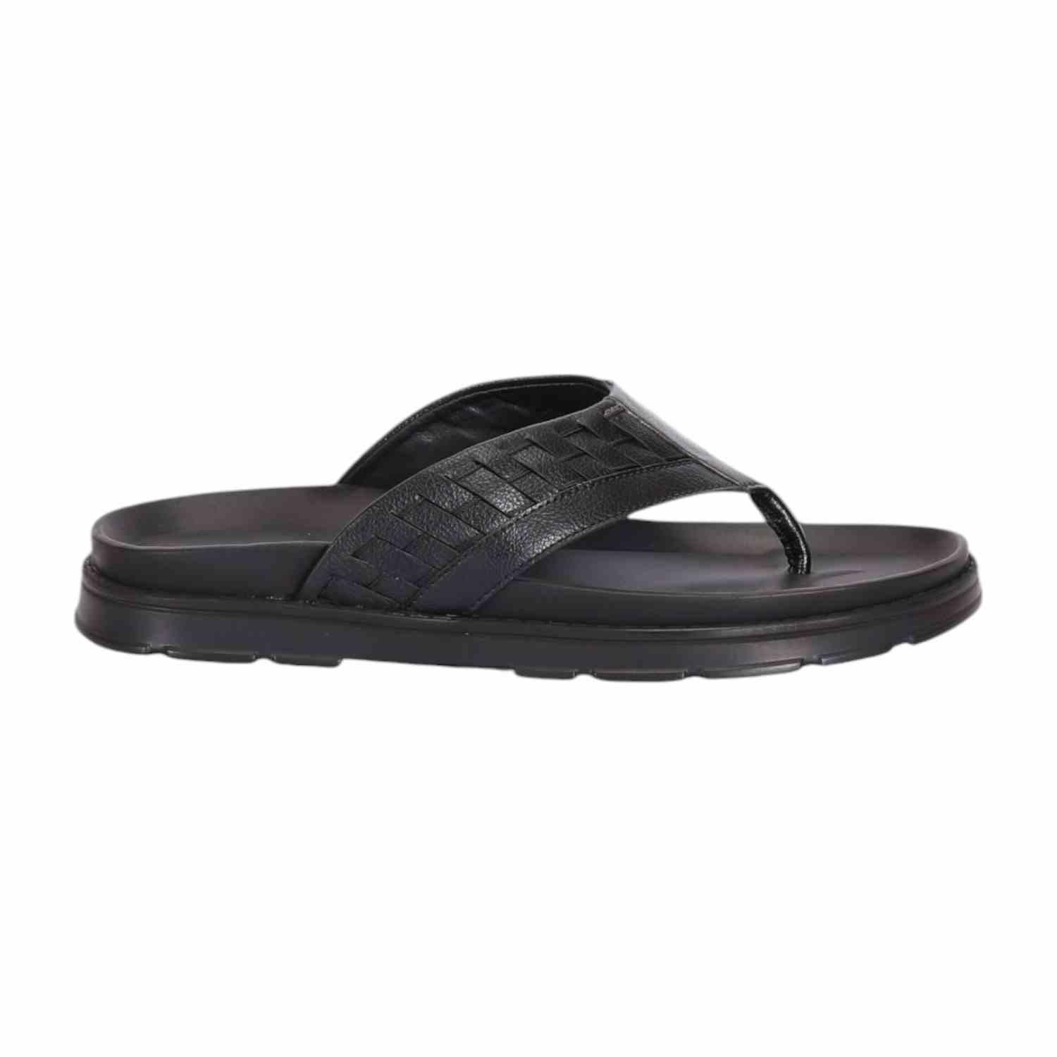 Men Black Thong with Self Design