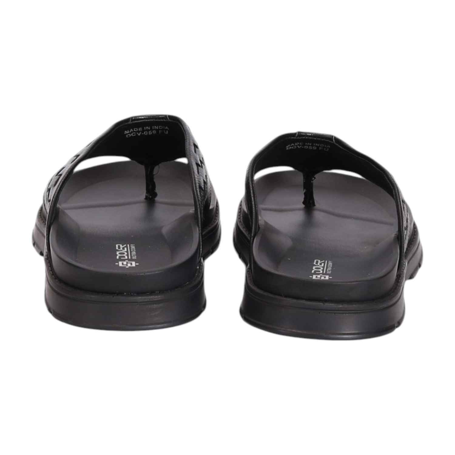 Men Black Thong with Self Design