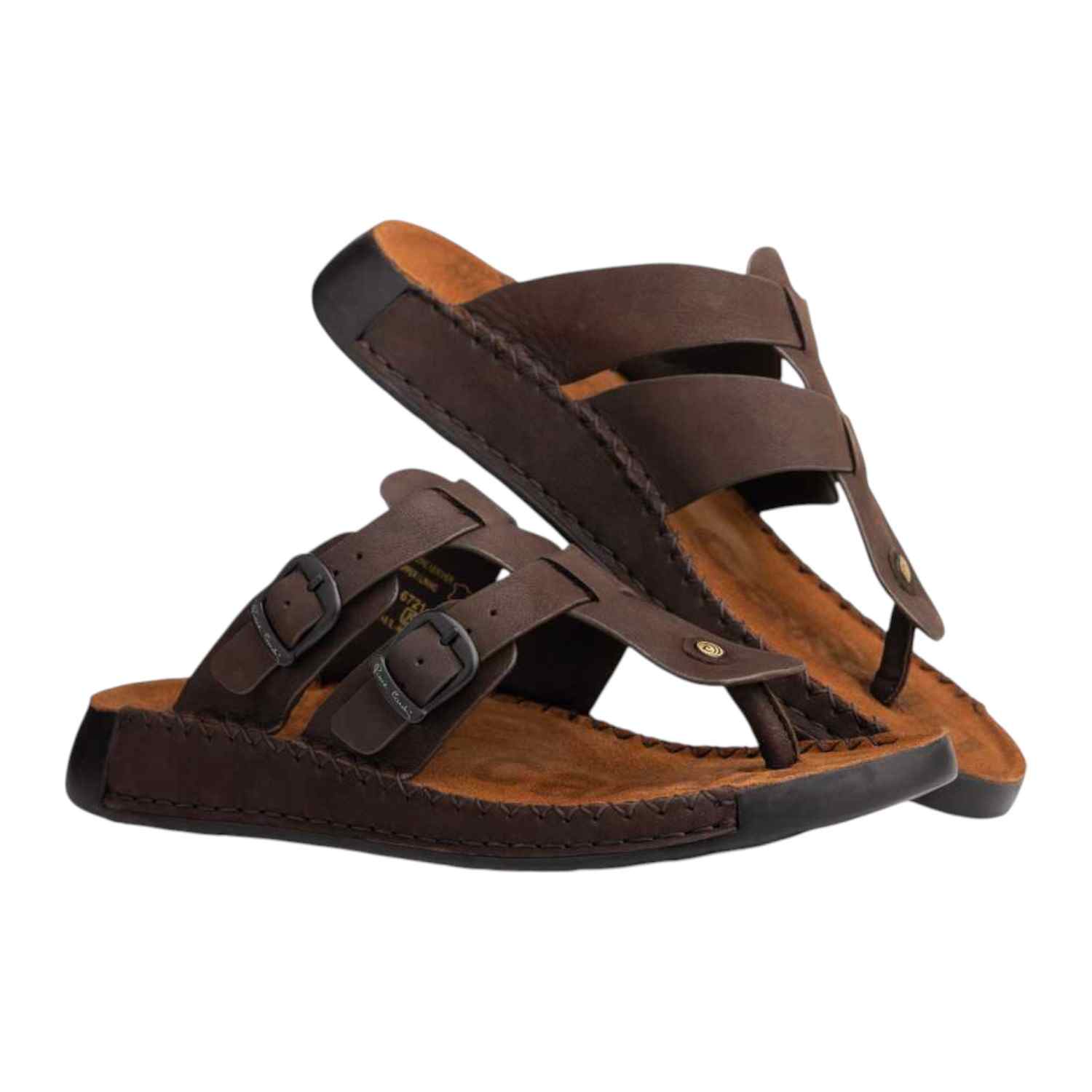 Men's leather Thong Café