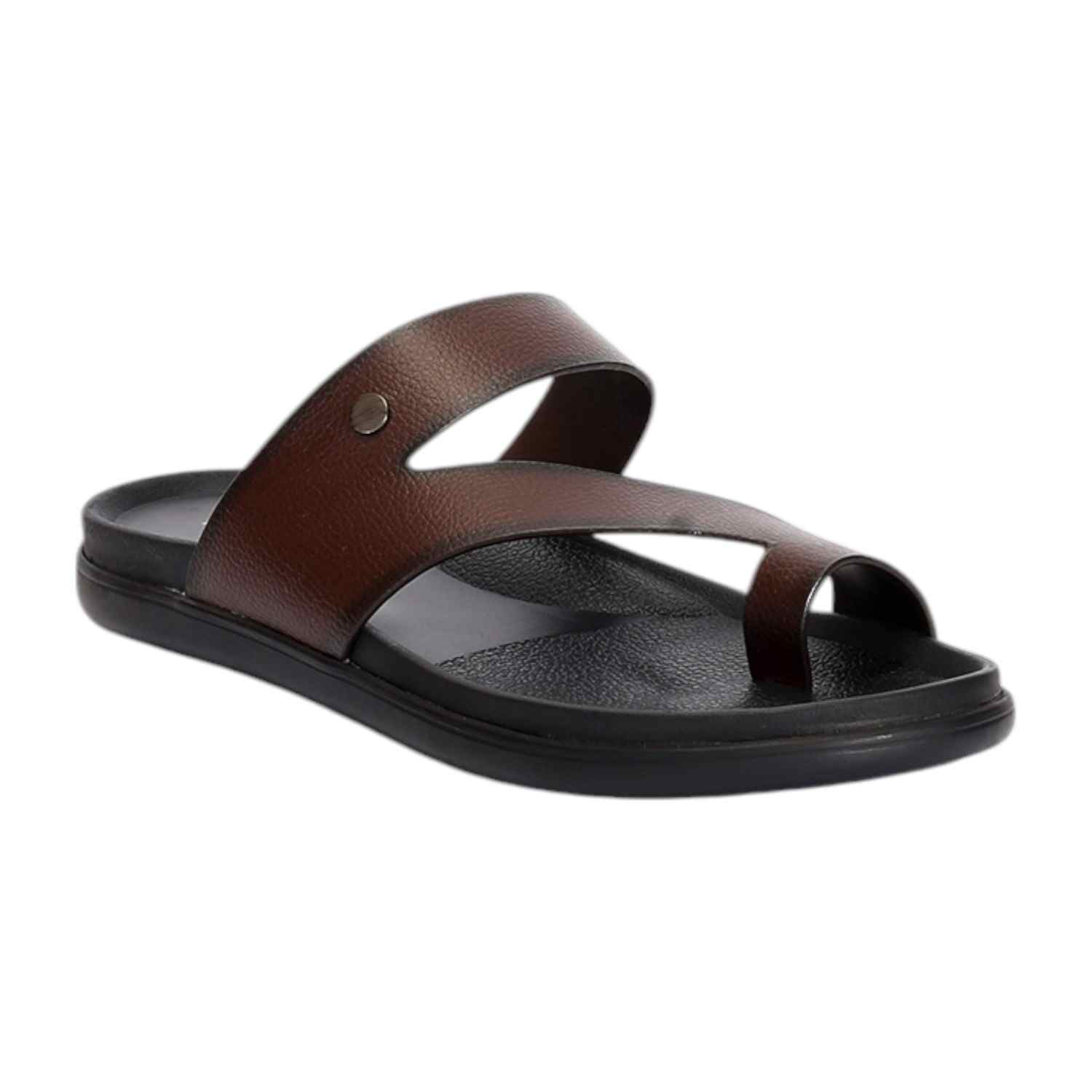 Men Brown One-Toe Strap Chappal