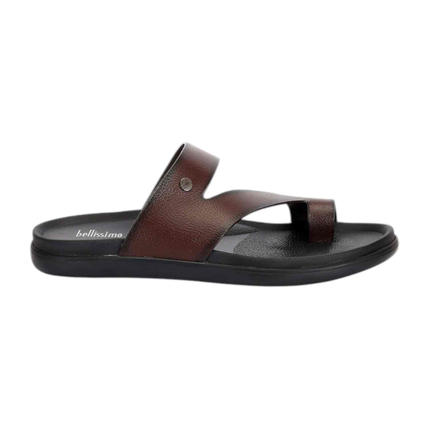 Men Brown One-Toe Strap Chappal