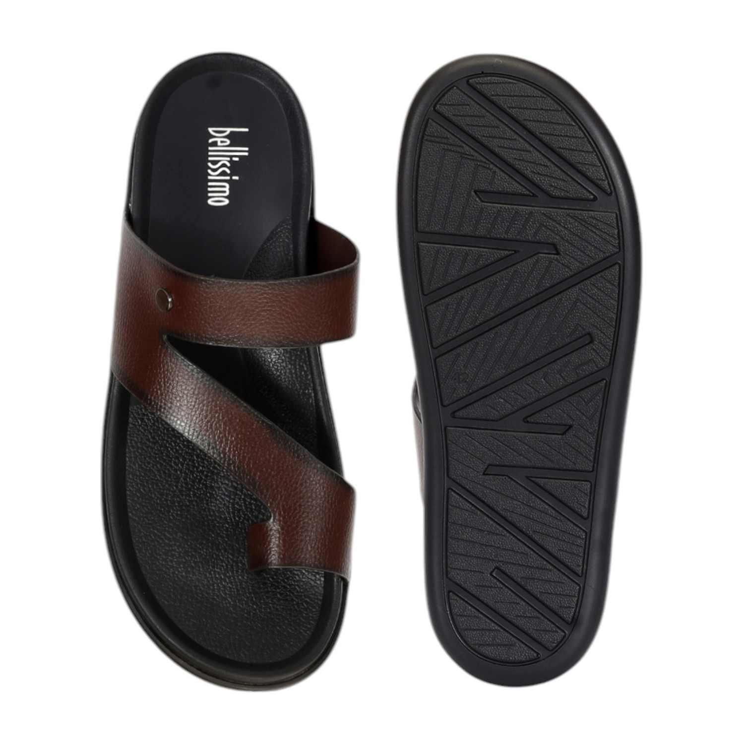 Men Brown One-Toe Strap Chappal