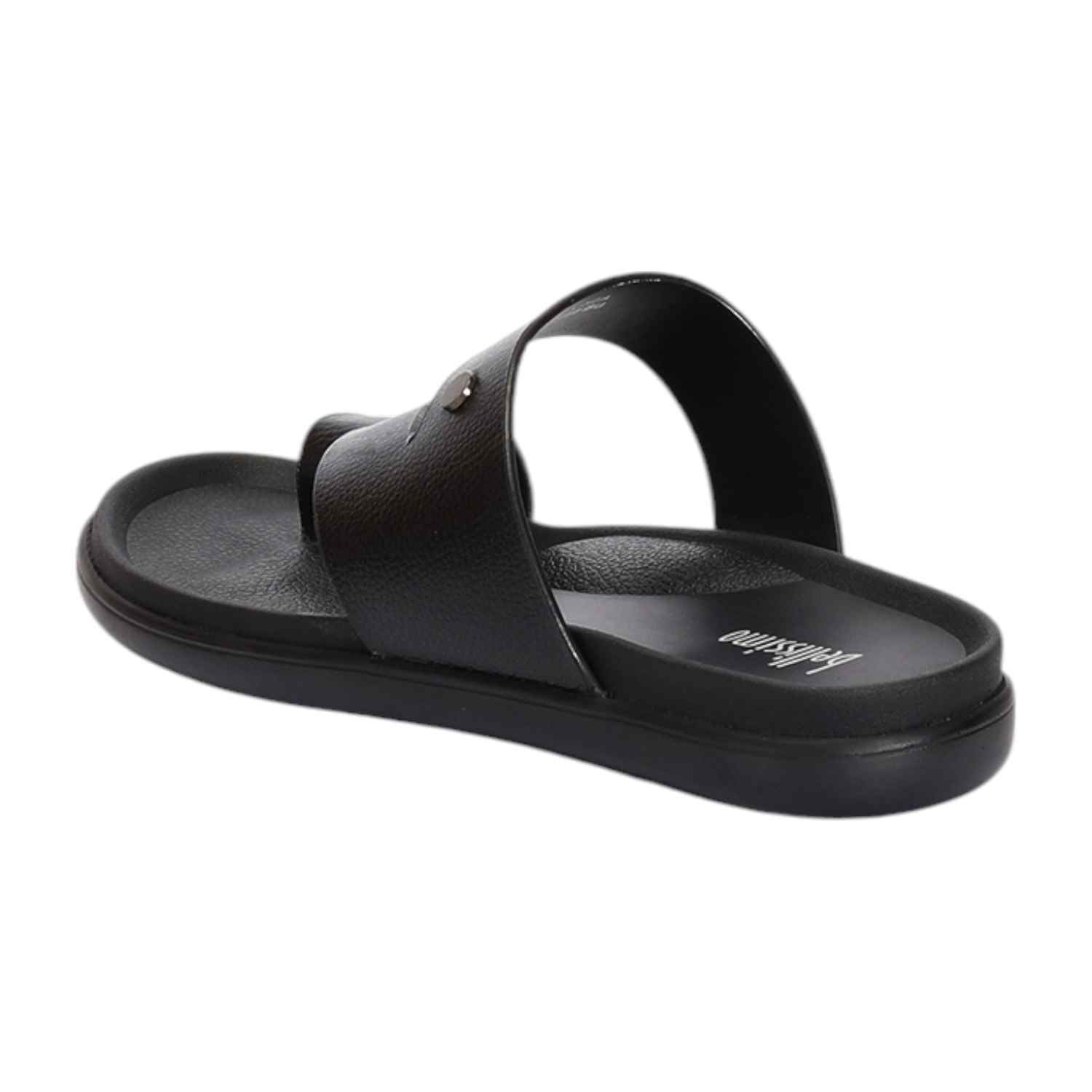Men Black One-Toe Strap Chappal