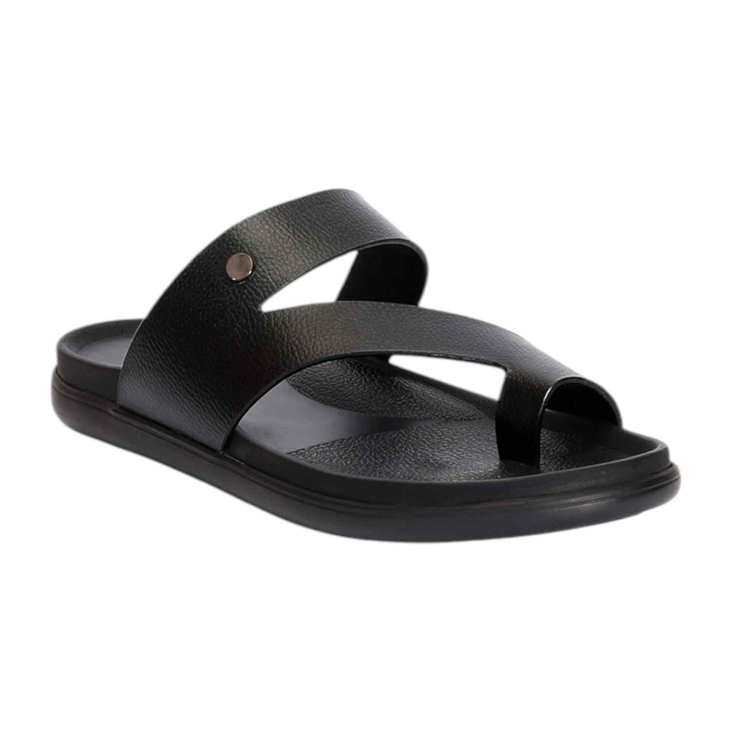 Men Black One-Toe Strap Chappal