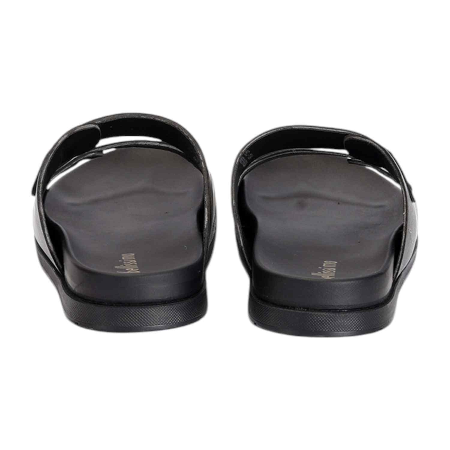 Men Black Dual Strap Slides