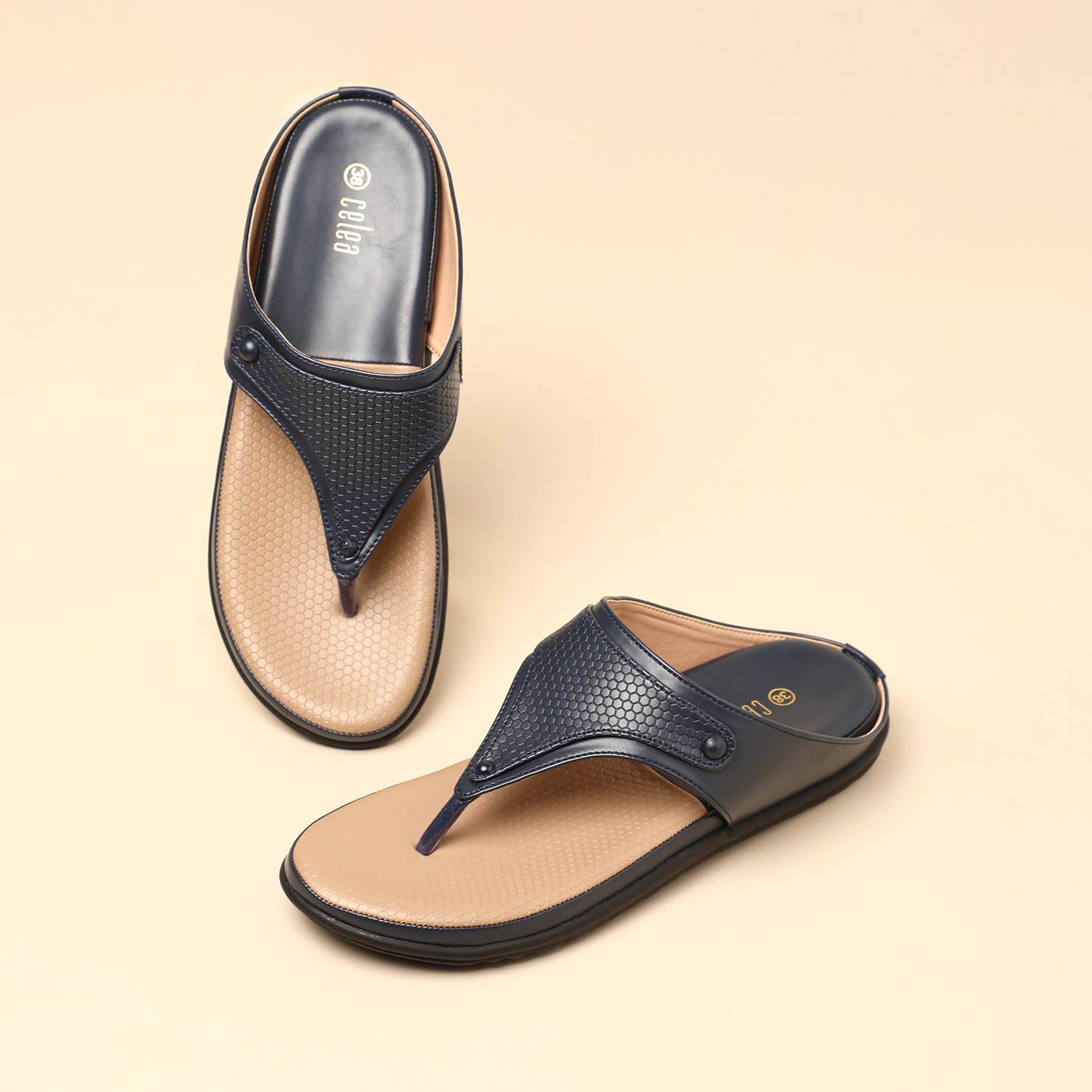 Womens Navy  Casual Flat Sandals