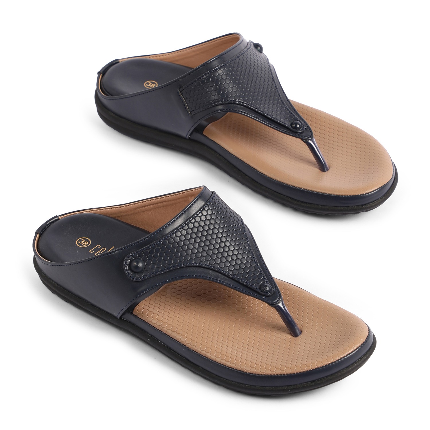 Womens Navy  Casual Flat Sandals