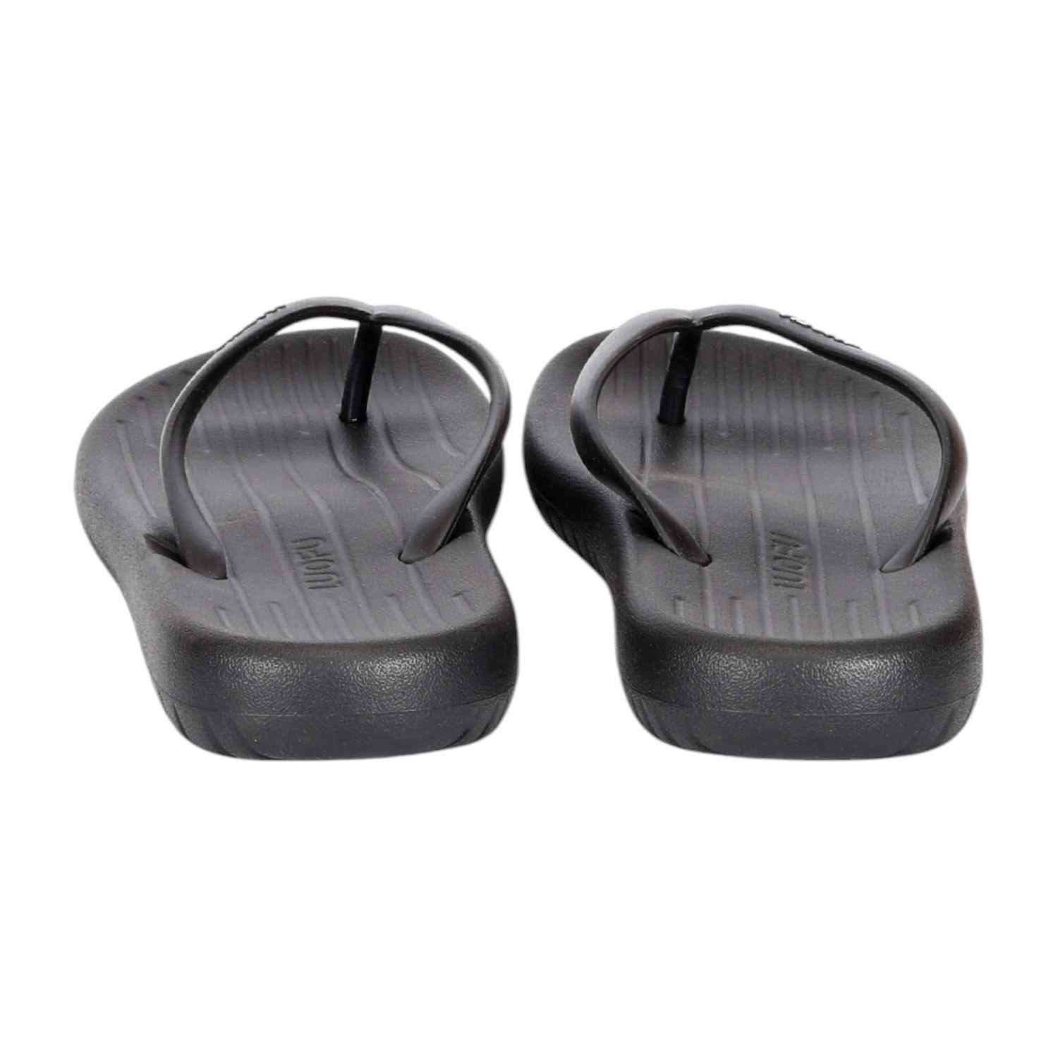 Women Black Striped Comfort Flip Flops